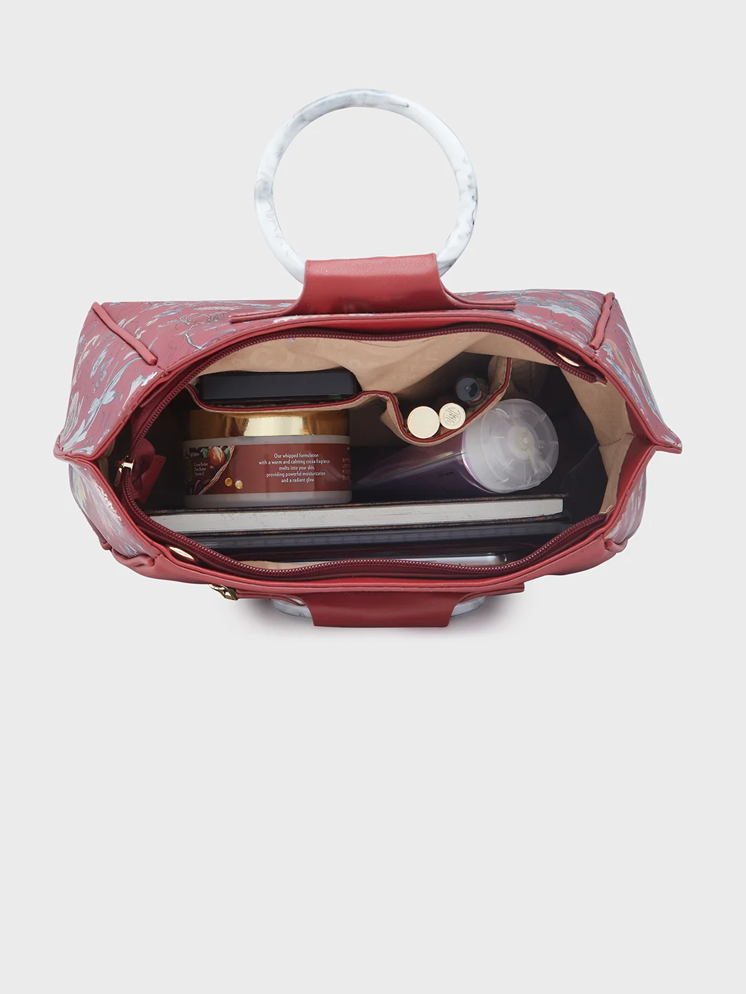 Caprese Fiorella Large Burgundy Satchel Bag - Image 9