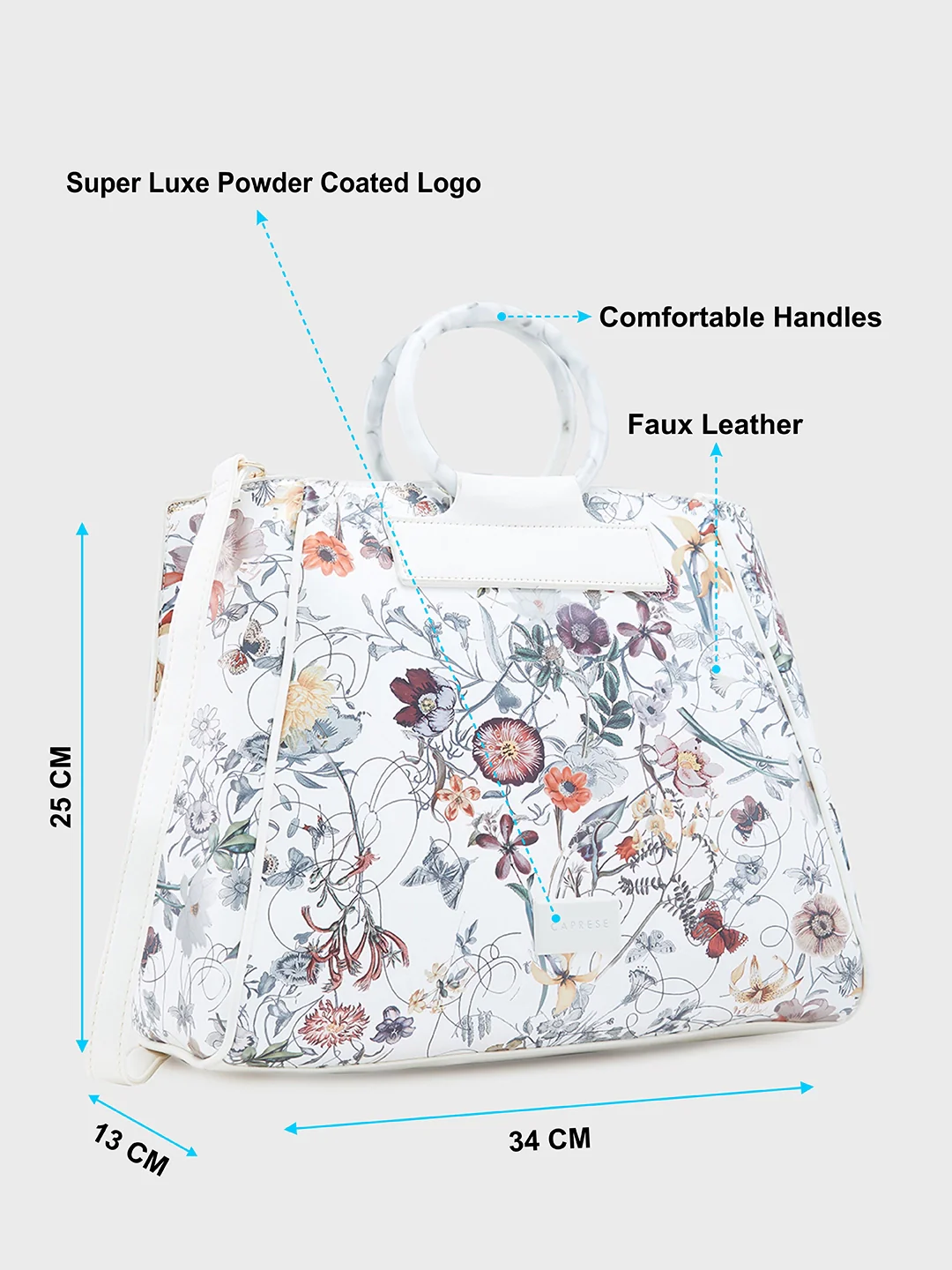 Caprese Fiorella Large White Satchel Bag - Image 7