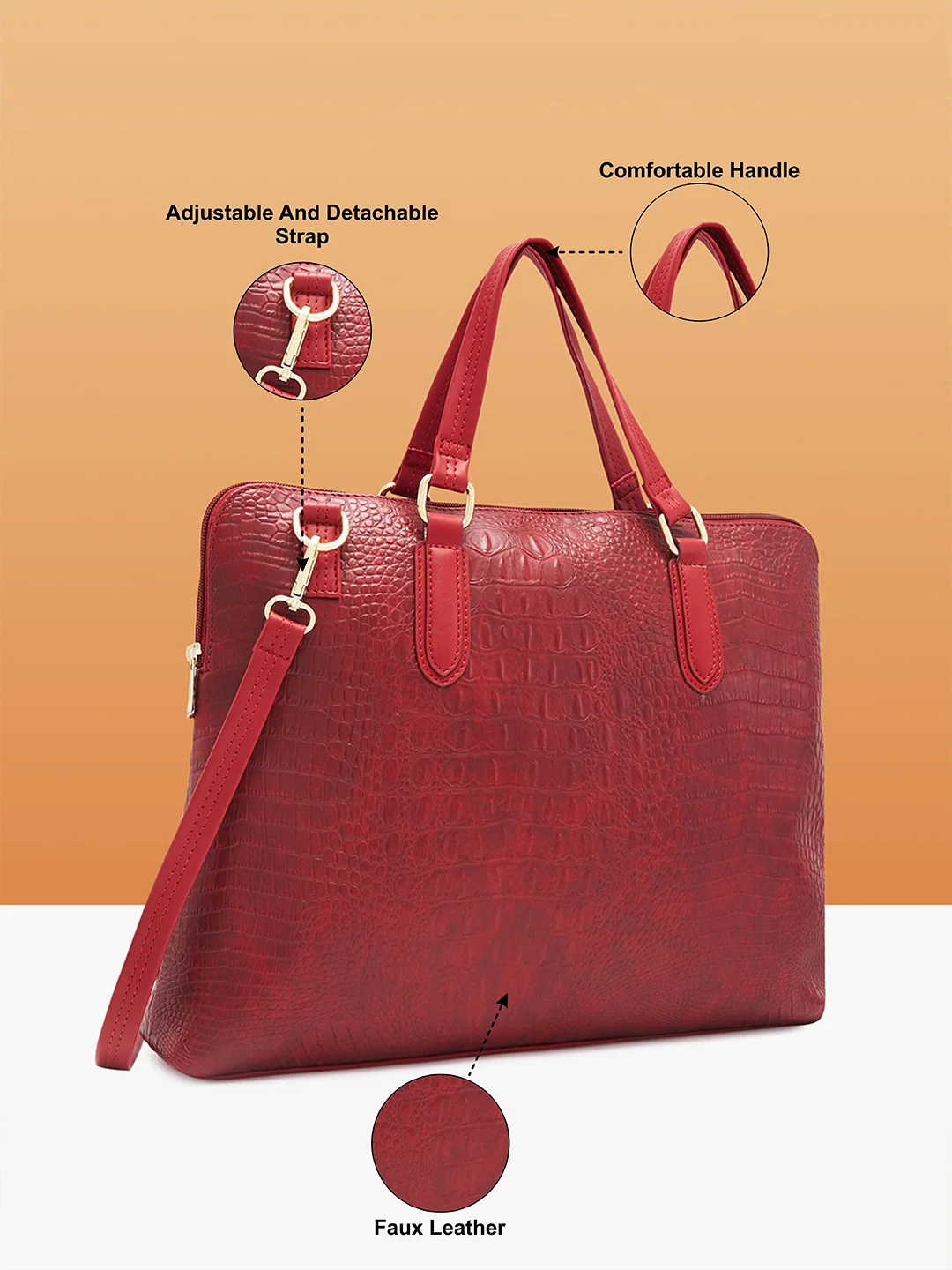 Caprese Flix Medium Maroon Laptop Bag - Image 6