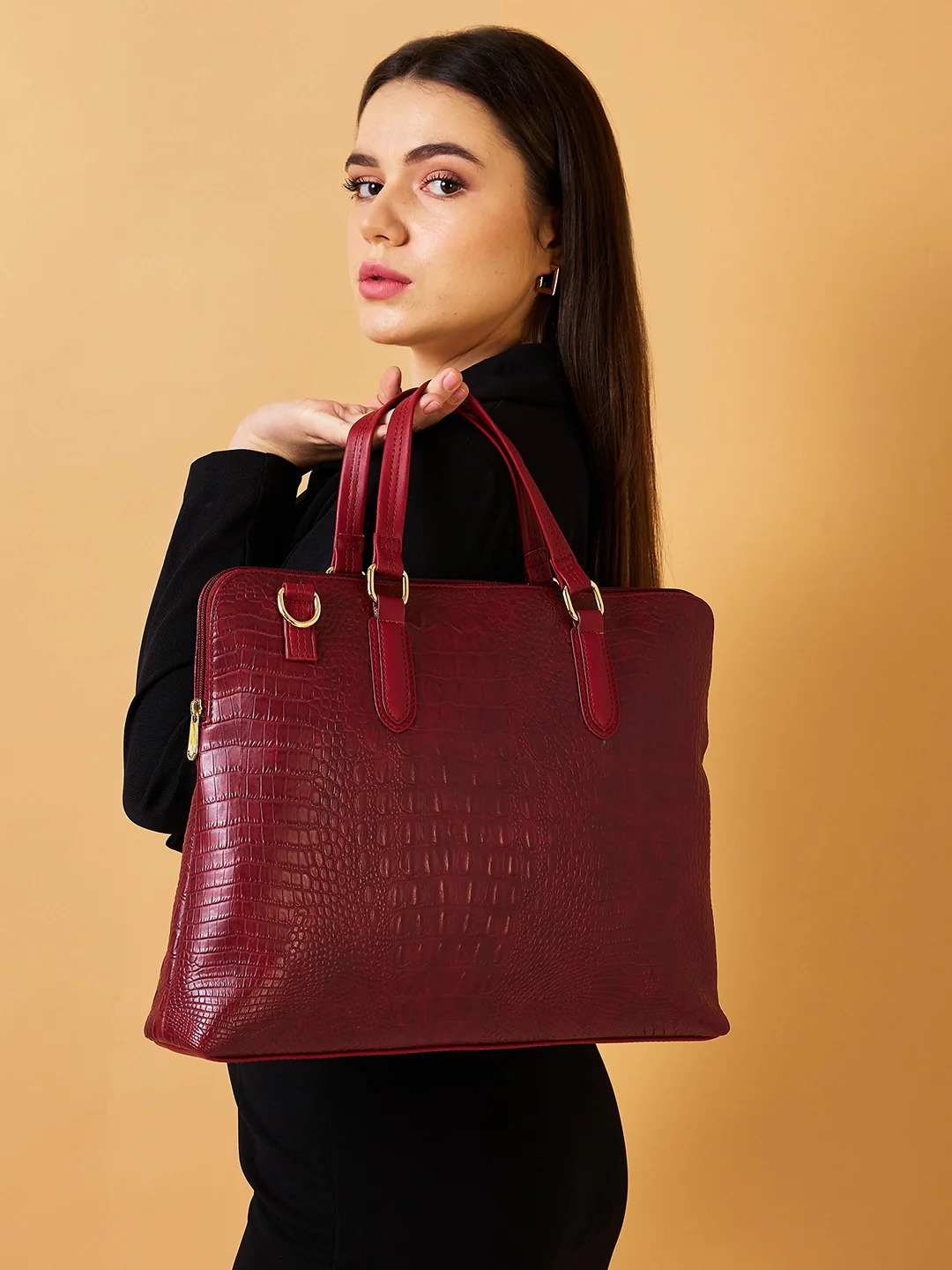 Caprese Flix Medium Maroon Laptop Bag - Image 8