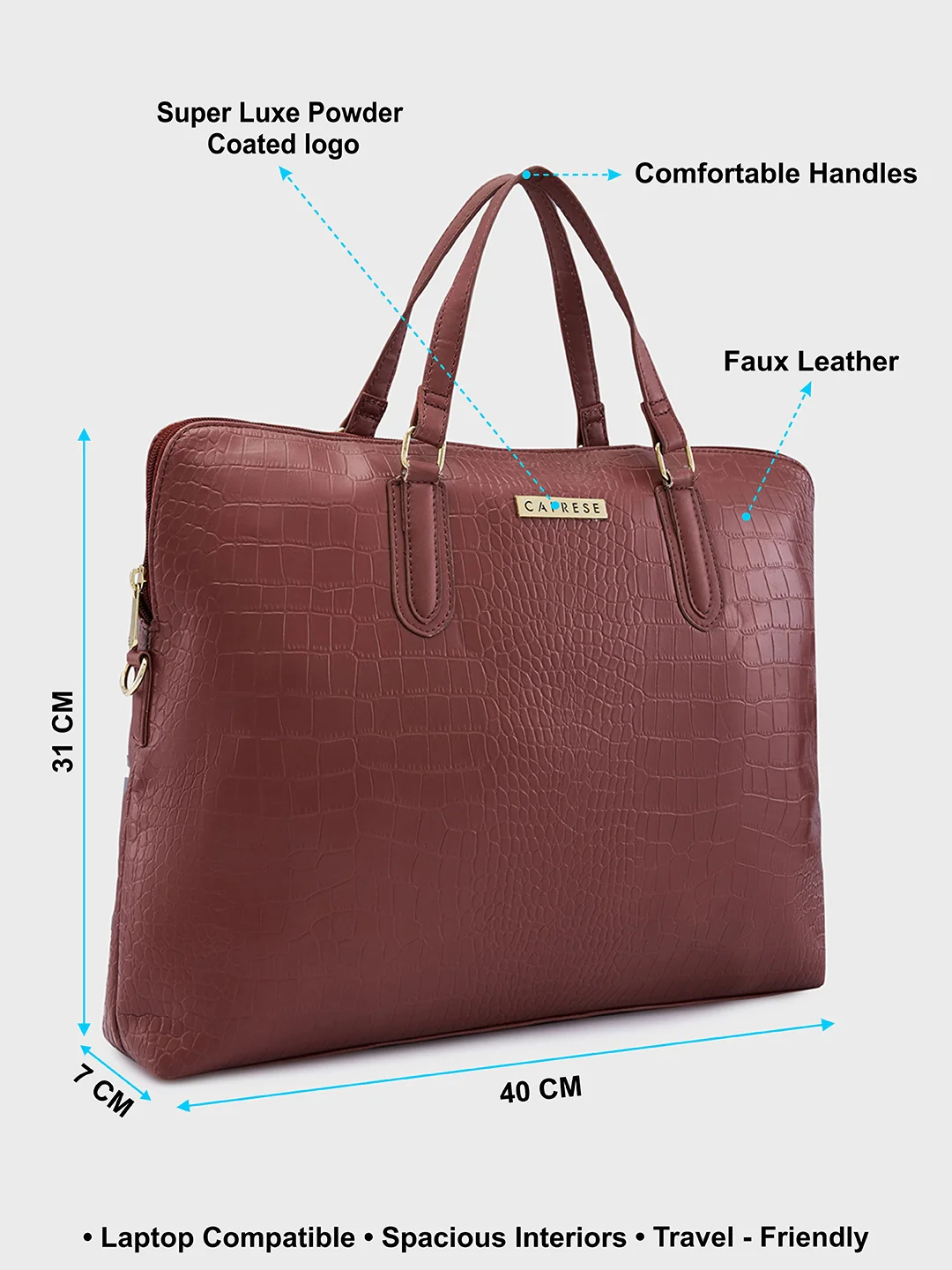 Caprese Flix Medium Tan Laptop Bag Bag - Image 4