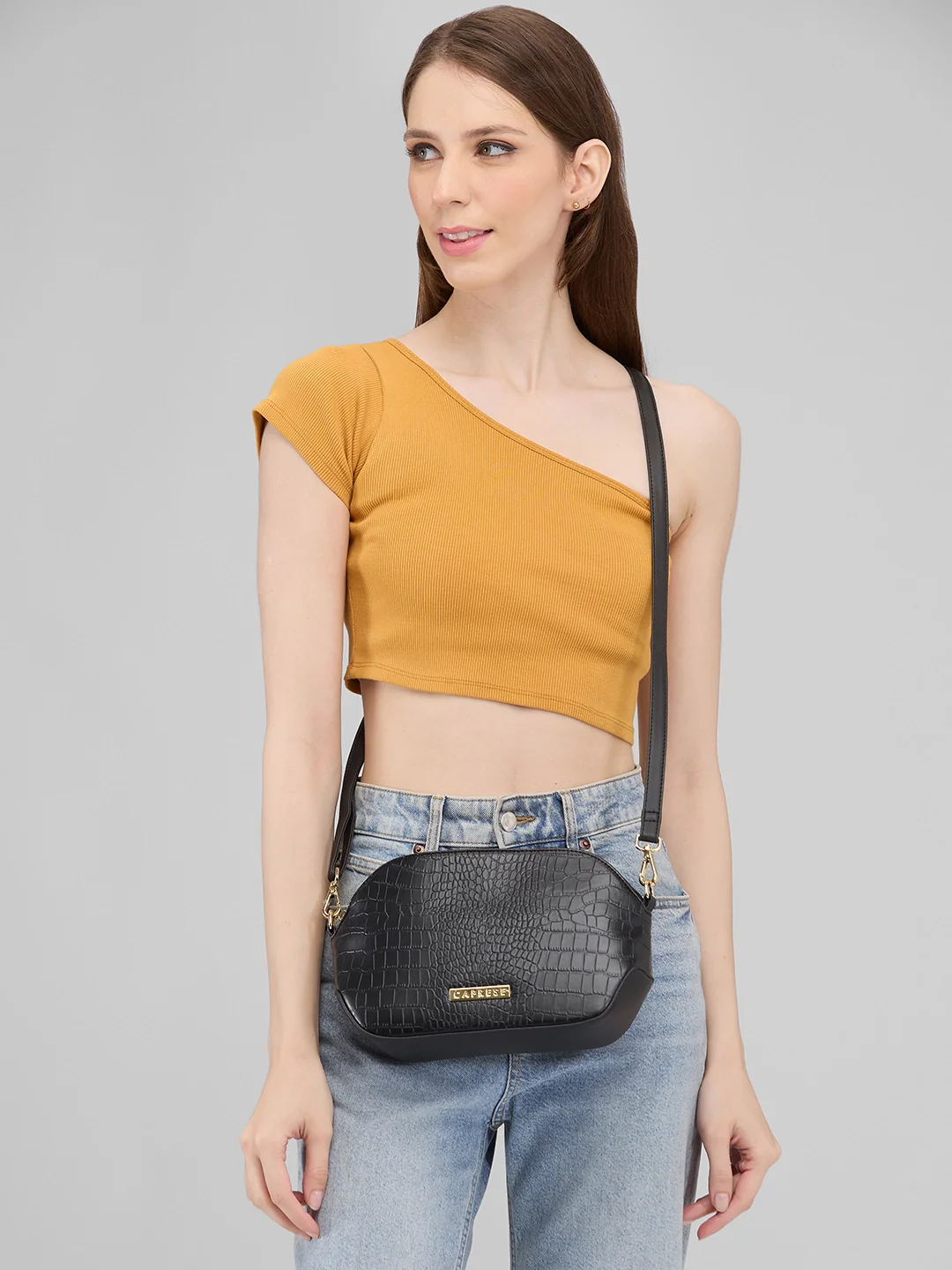 Caprese Flix Small Black Sling Bag - Image 12