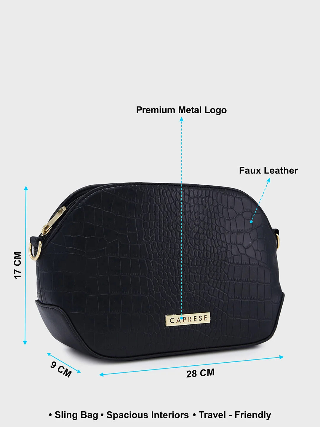 Caprese Flix Small Black Sling Bag - Image 7