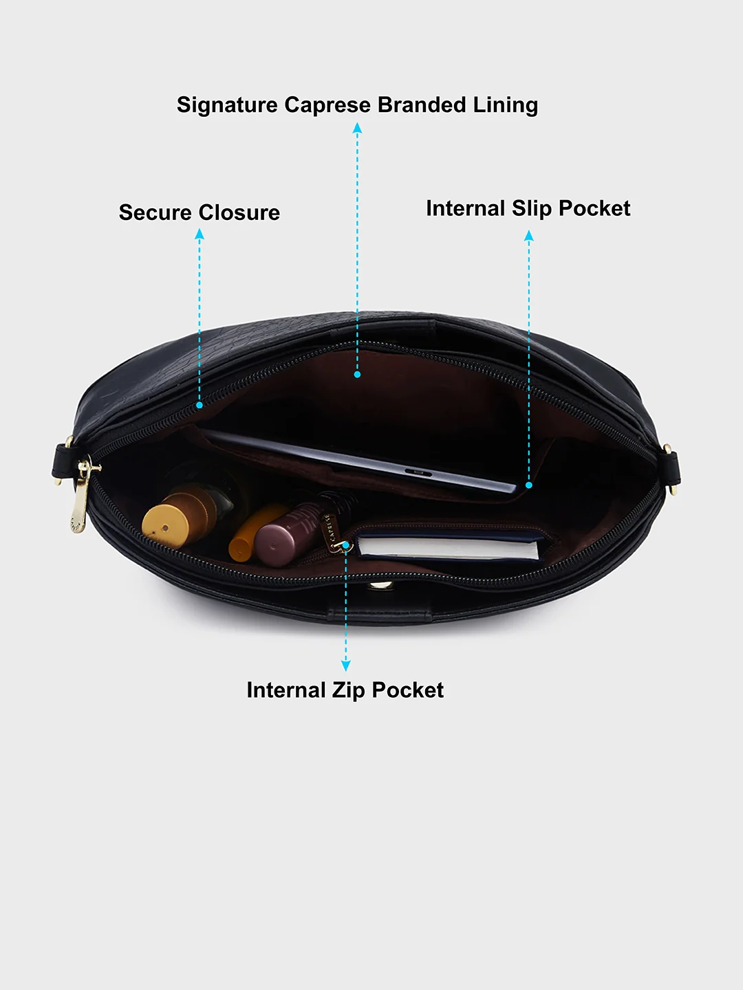Caprese Flix Small Black Sling Bag - Image 8