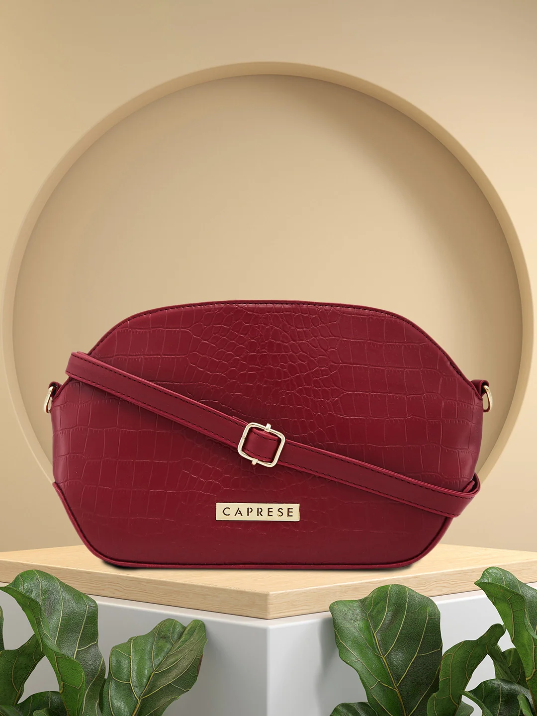 Caprese Flix Small Maroon Sling Bag - Image 2