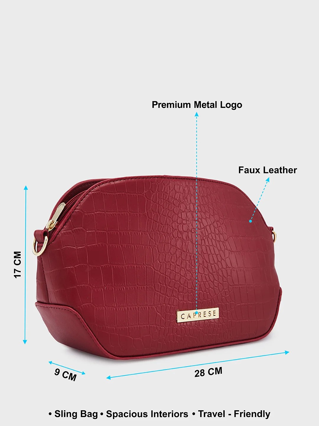 Caprese Flix Small Maroon Sling Bag - Image 7