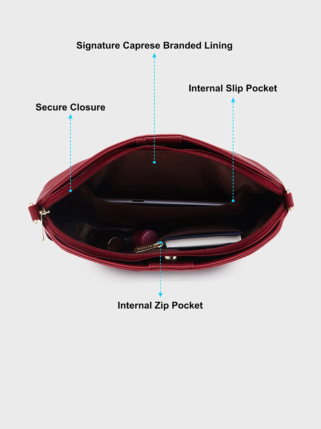 Caprese Flix Small Maroon Sling Bag - Image 8