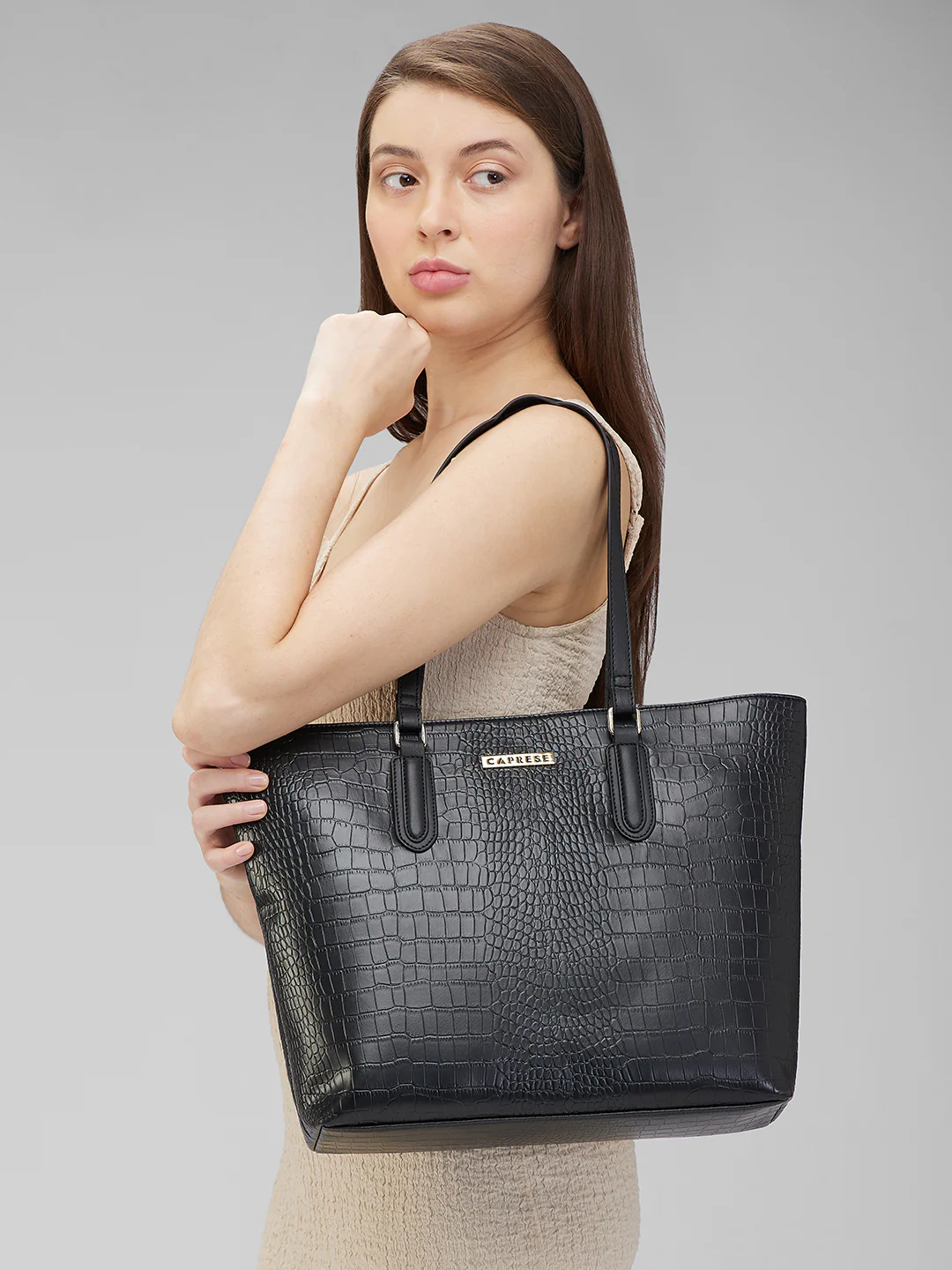 Caprese Flix Medium Black Tote Bag - Image 12
