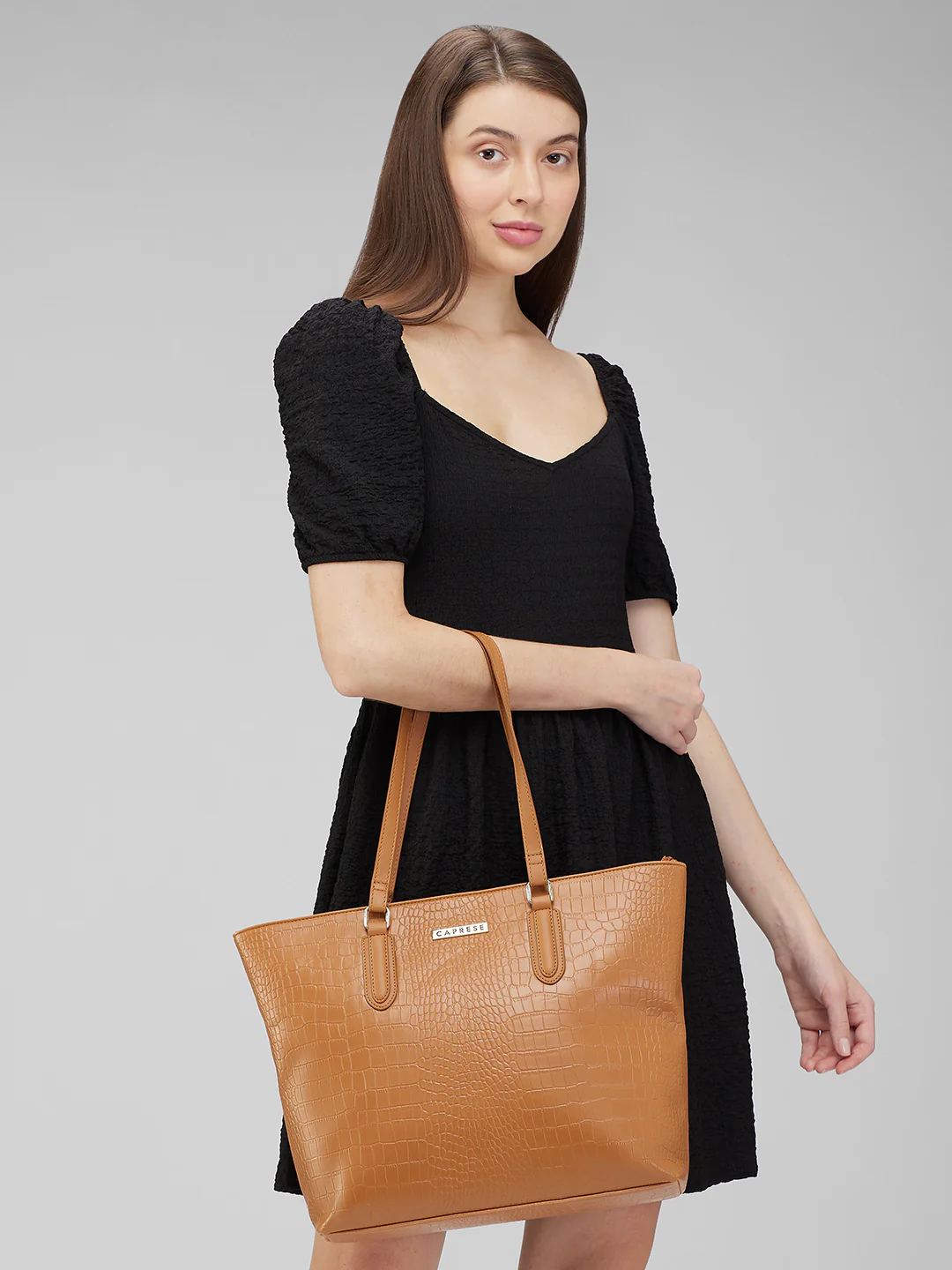 Caprese Flix Medium Tan Tote Bag - Image 12