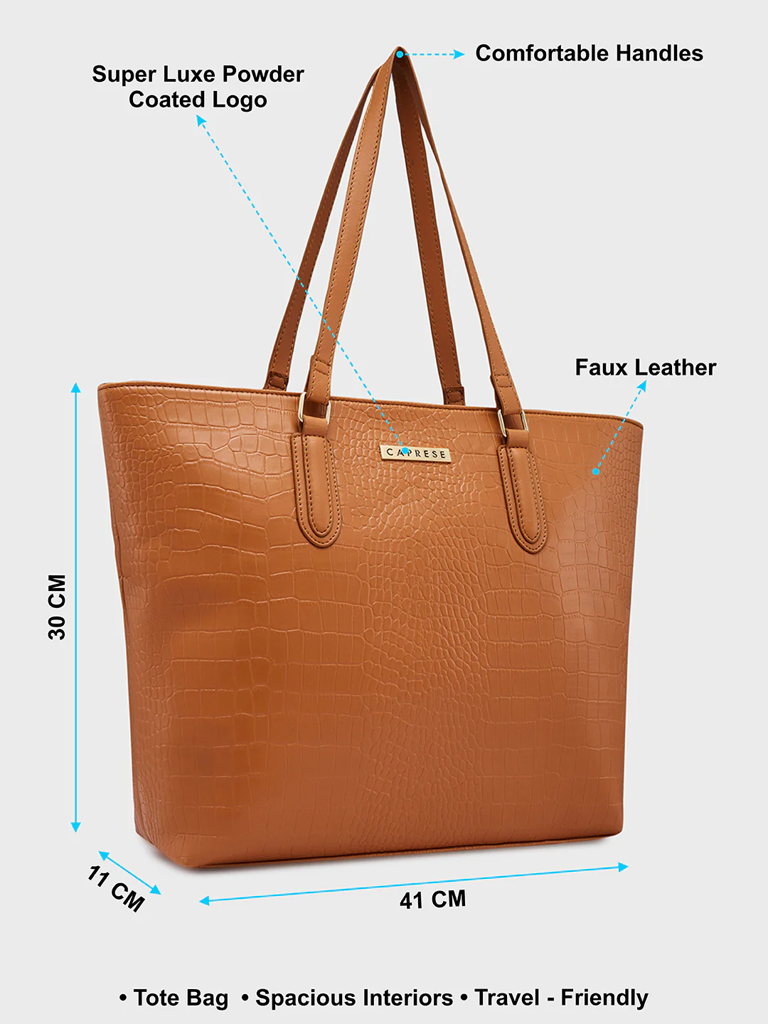 Caprese Flix Medium Tan Tote Bag - Image 7