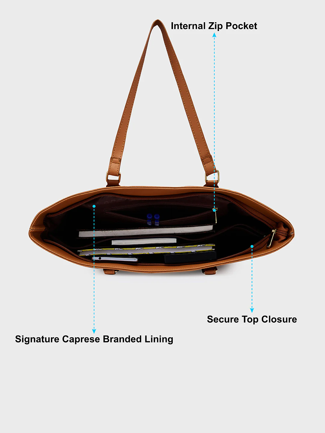 Caprese Flix Medium Tan Tote Bag - Image 8