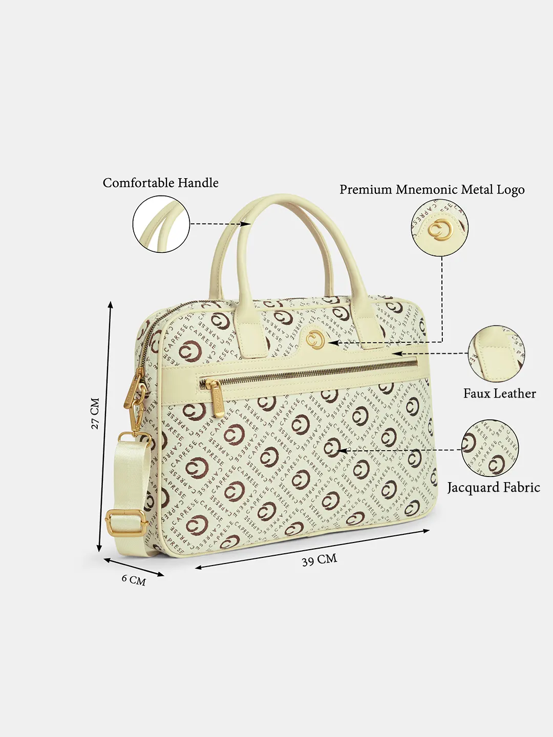 Caprese Florida Large Beige Laptop Sleeve - Image 8