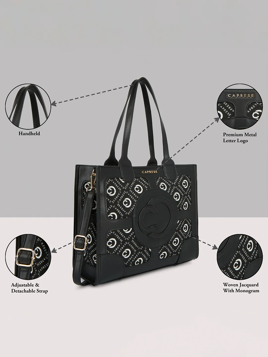 Caprese Florida Large Black Tote Bag - Image 3