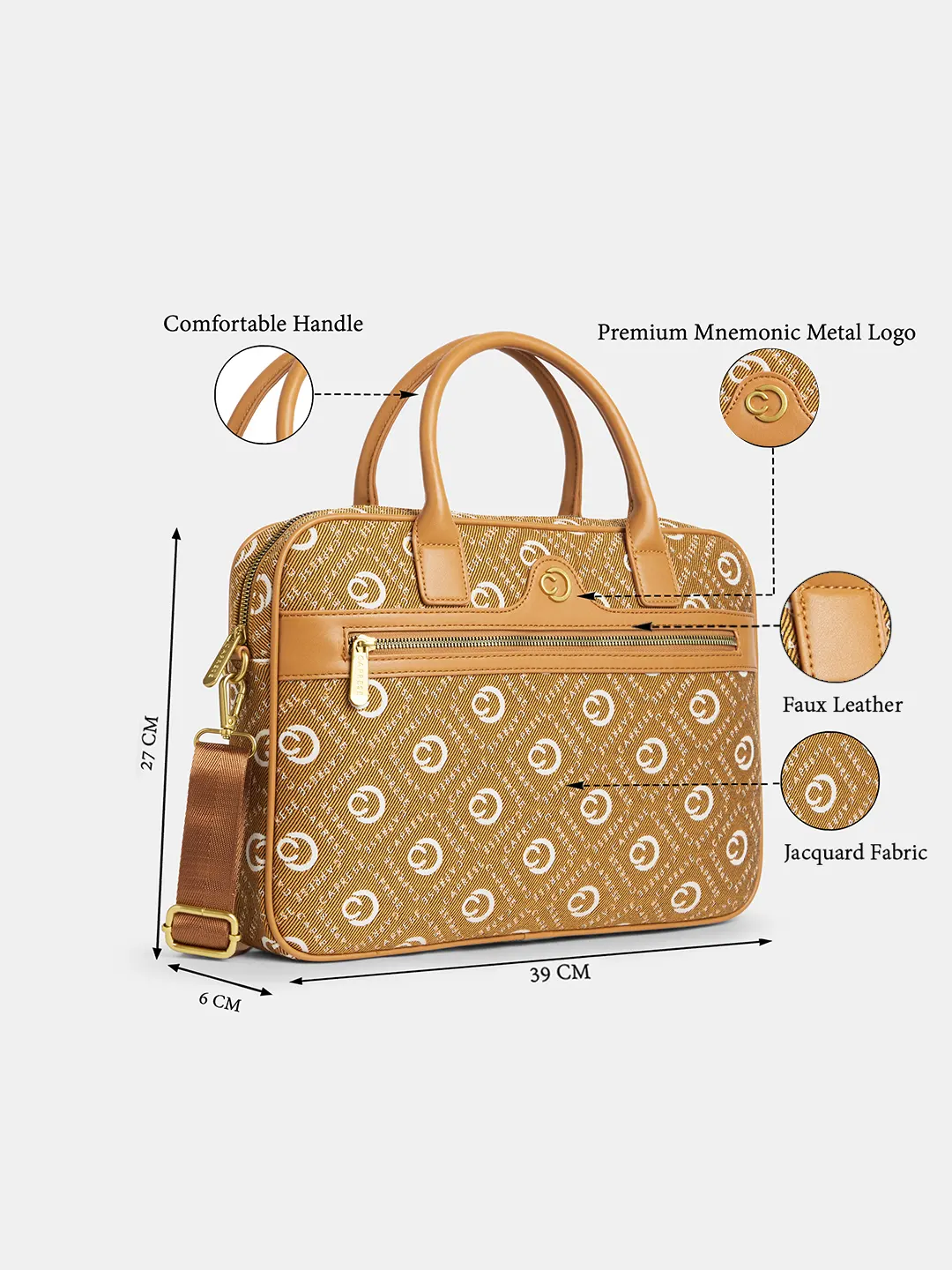 Caprese Florida Large Tan Laptop Sleeve - Image 9