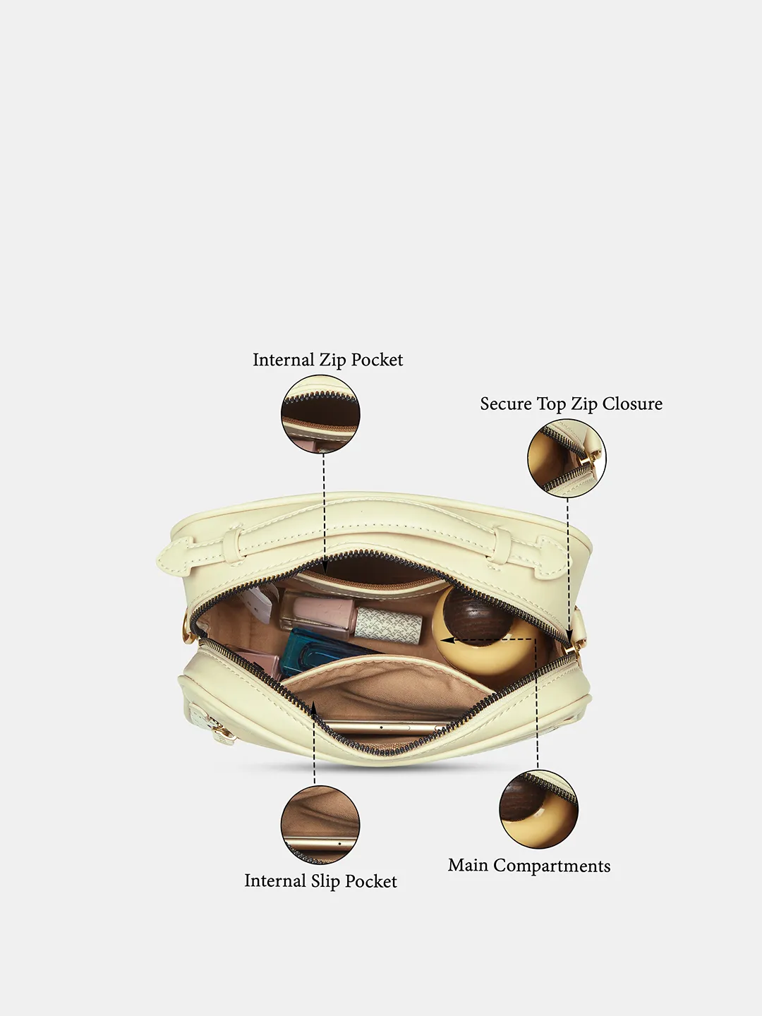 Caprese Florida Small Beige Sling Bag - Image 7