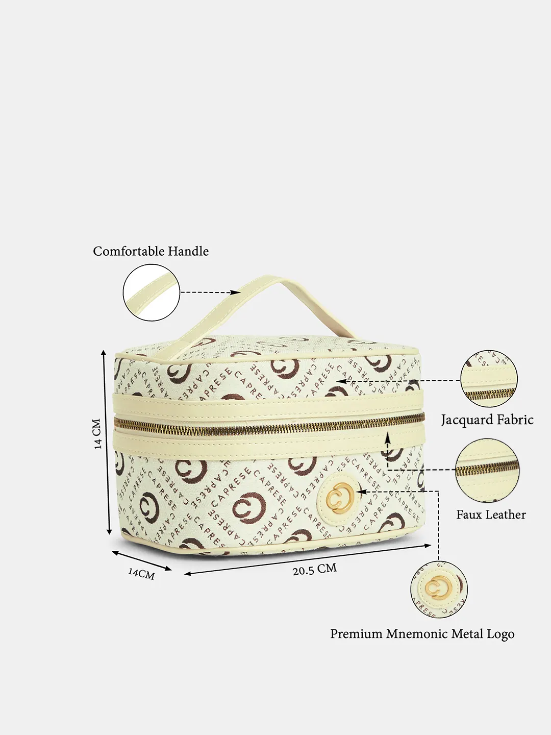 Caprese Florida Small Beige Vanity Bag - Image 9