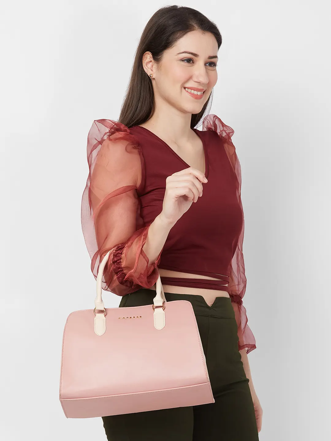 Caprese Foxy Large Blush Satchel Bag - Image 13