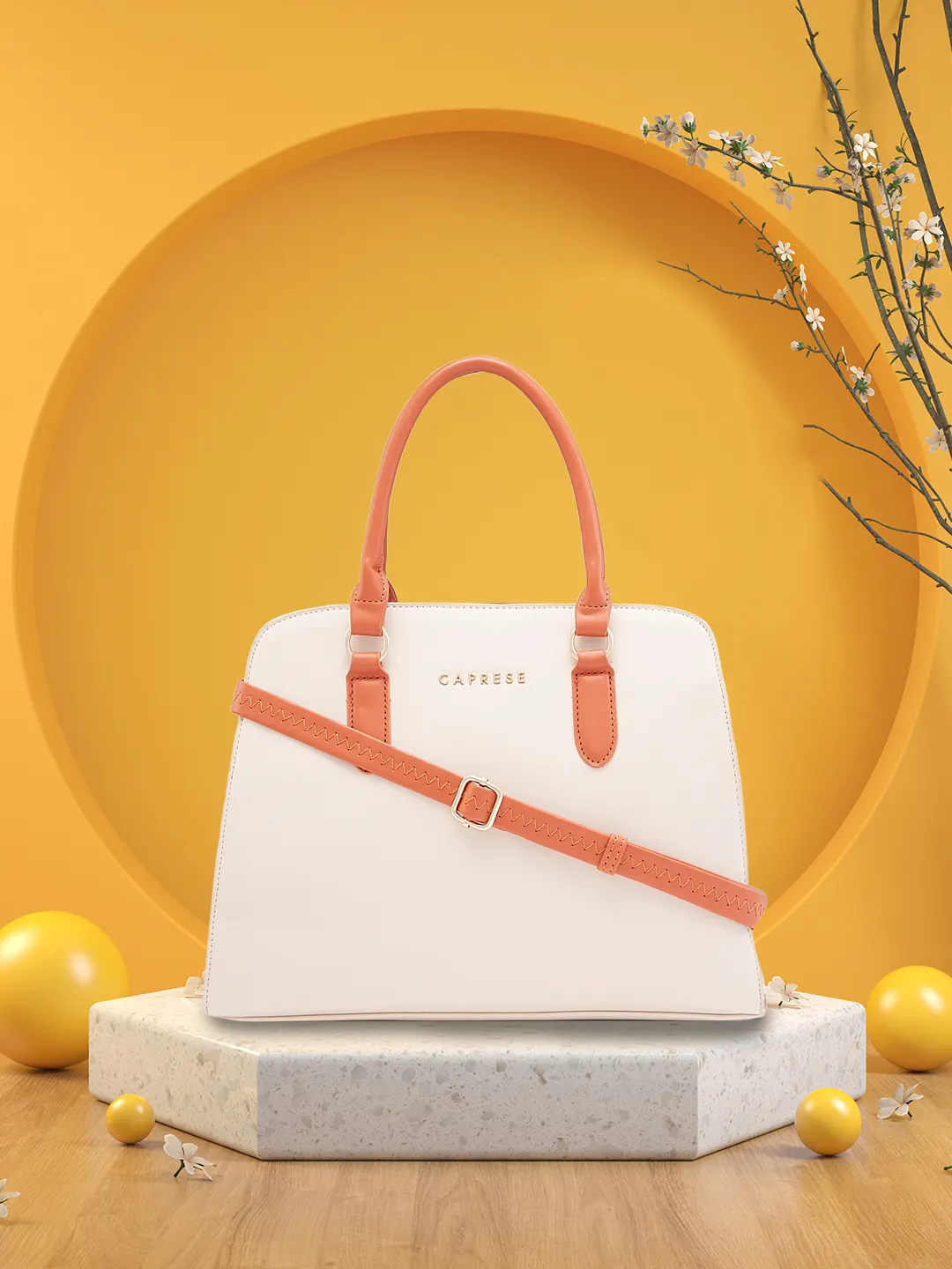 Caprese Foxy Large Cream Satchel Bag - Image 8