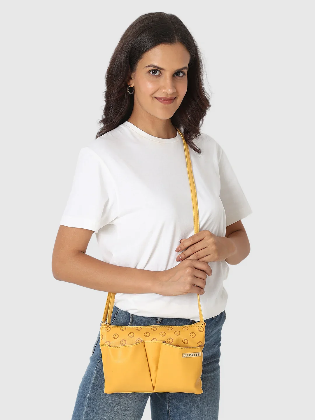 Caprese Freya Large Yellow Sling Bag - Image 3