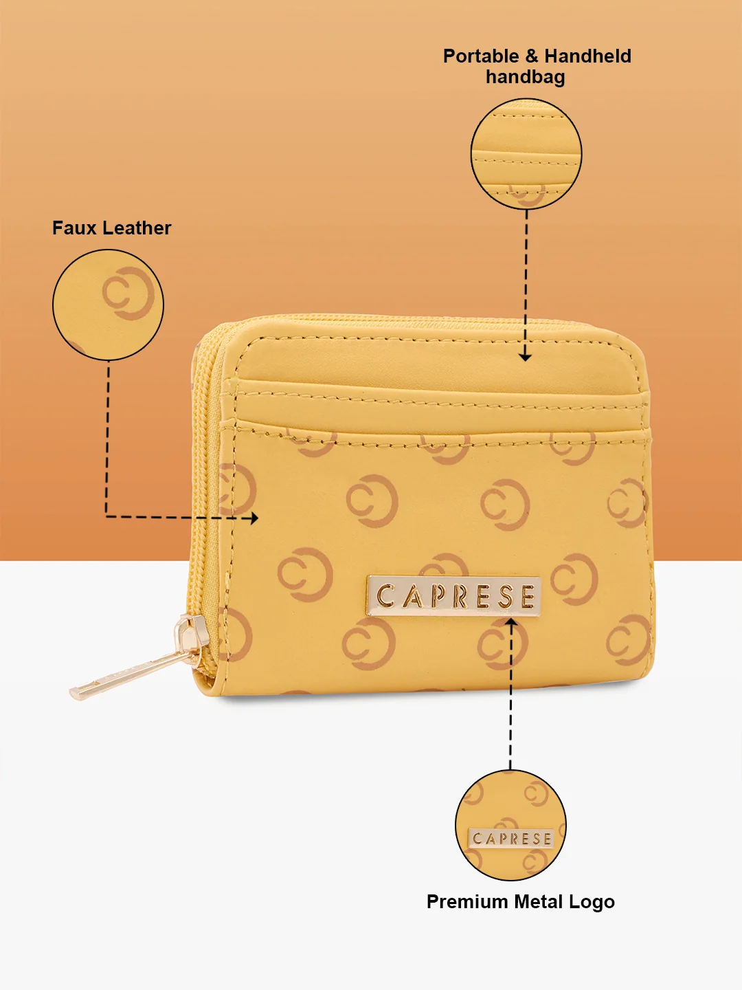 Caprese Freya Small Yellow Wallet - Image 5