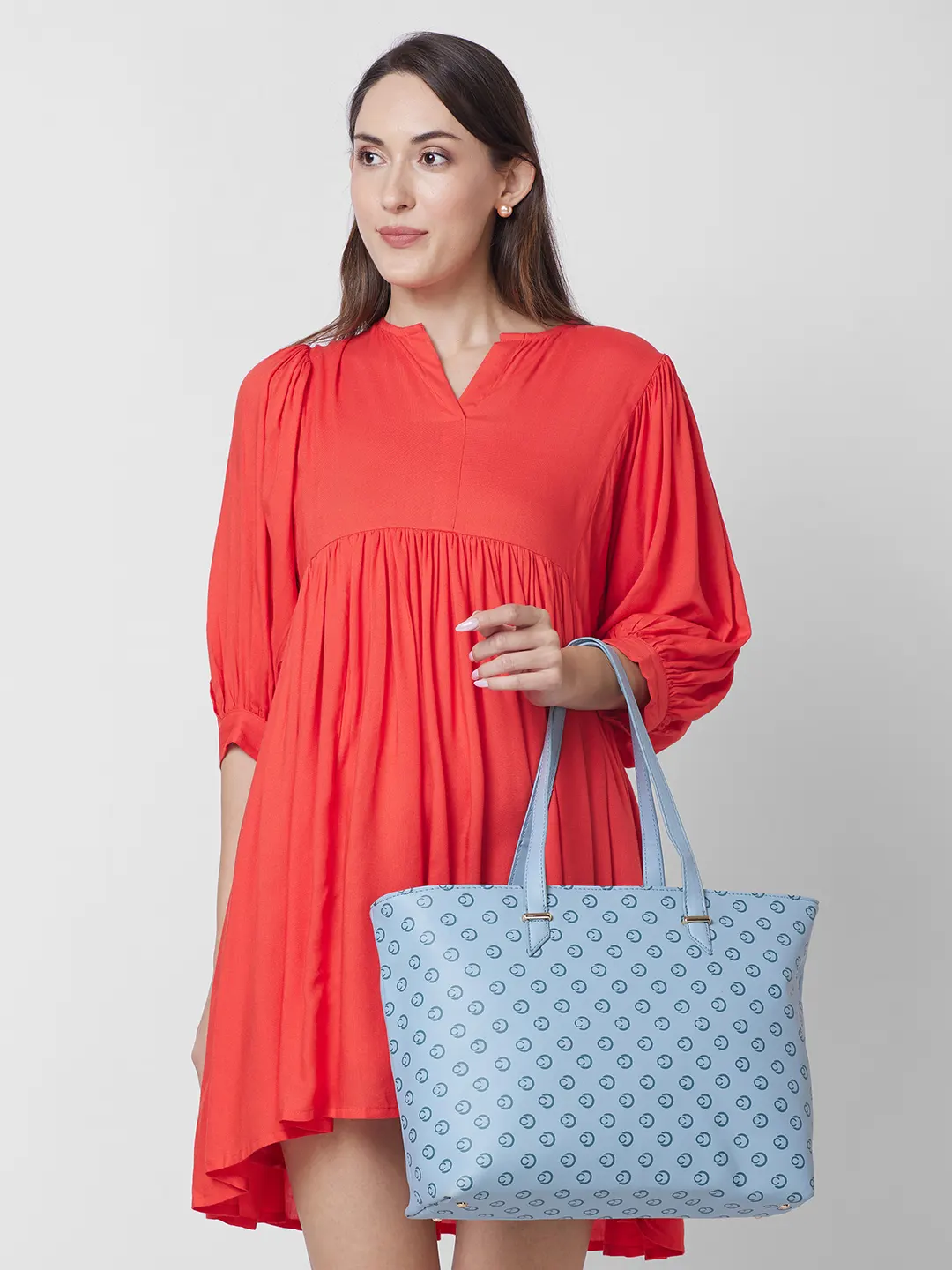 Caprese Freya Large Soft Blue Tote Bag - Image 11