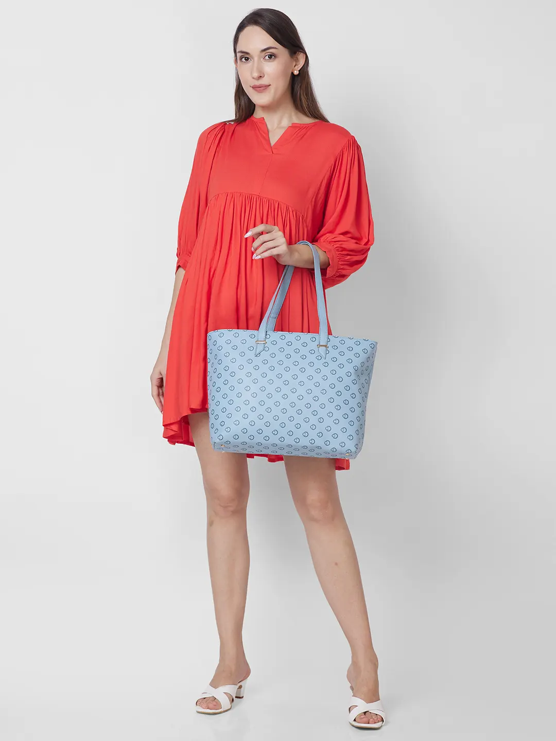 Caprese Freya Large Soft Blue Tote Bag - Image 13