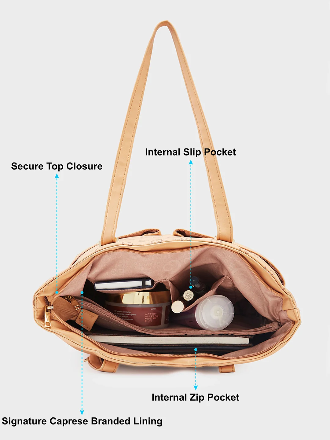 Caprese Freya Medium Tan Tote Bag - Image 8