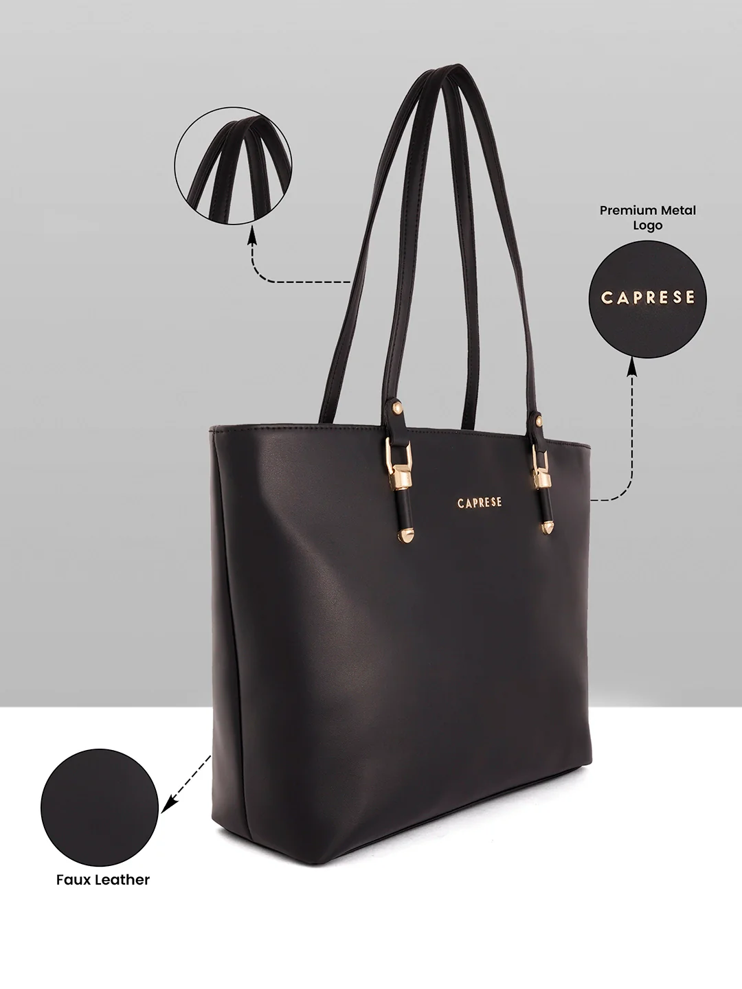 Caprese Gary Large Black Tote Bag - Image 7