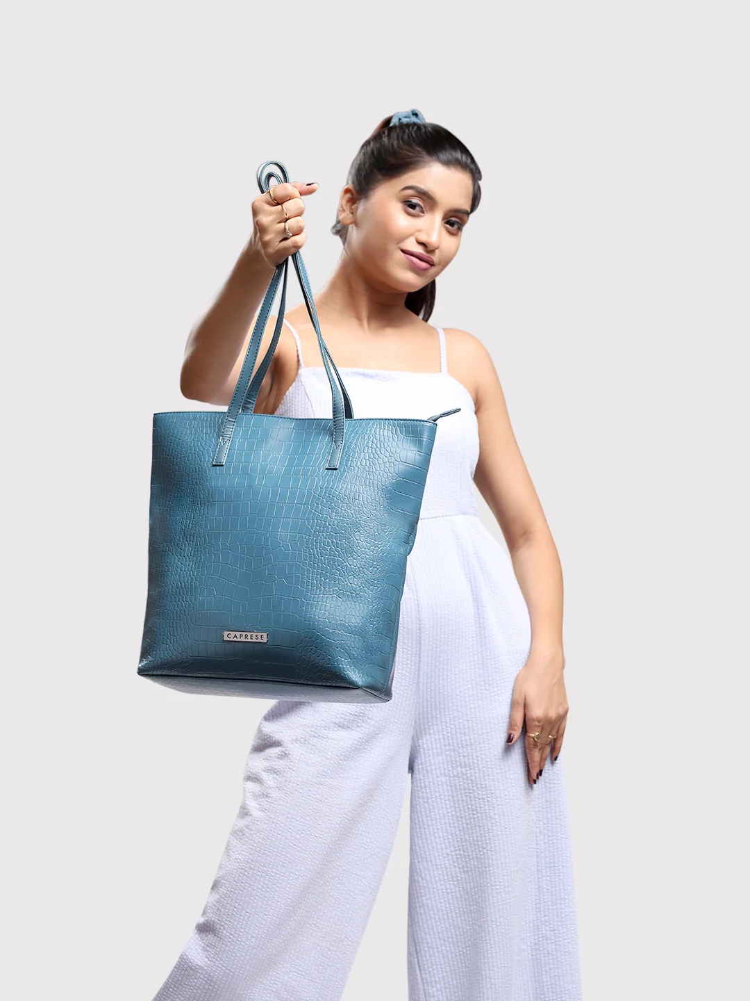 Caprese Gazza Medium Teal Tote Bag - Image 2