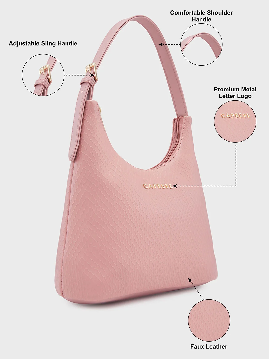 Caprese Gelina Medium Blush Hobo Bag - Image 6