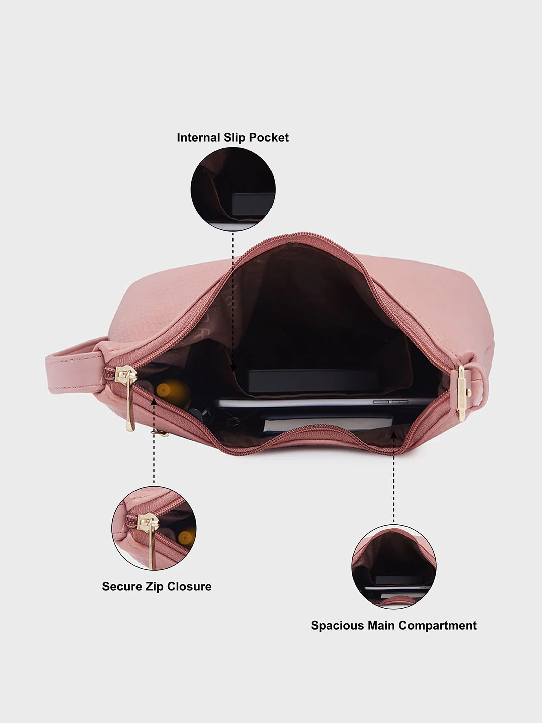 Caprese Gelina Medium Blush Hobo Bag - Image 7