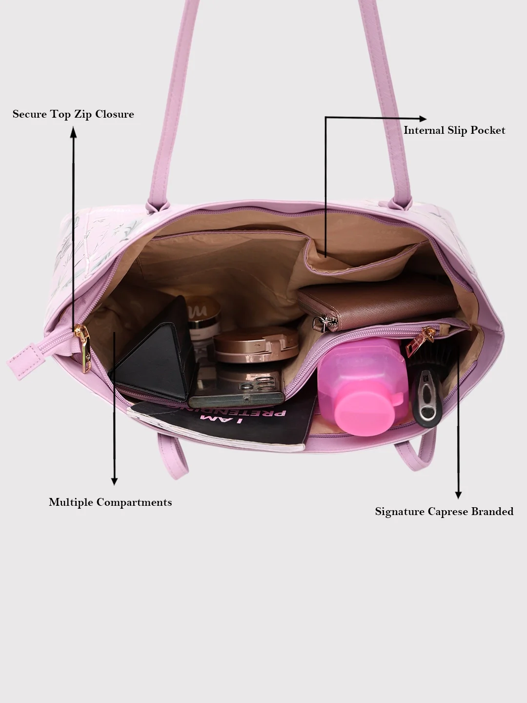 Caprese Gemma Large Dark Pink Tote Bag - Image 18