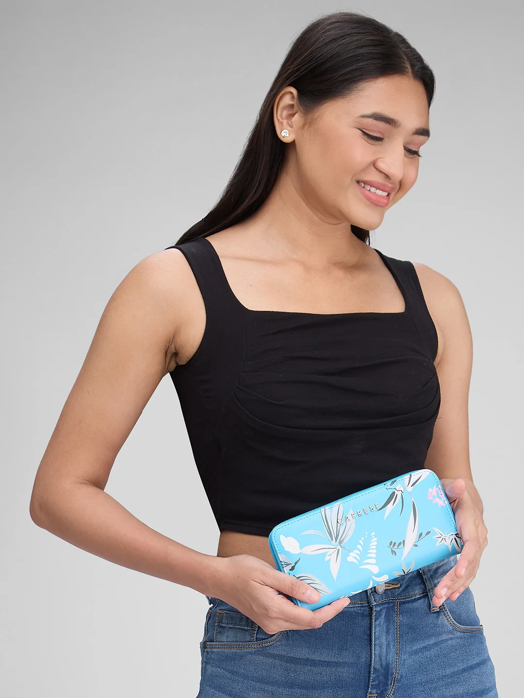 Caprese Gemma Medium Blue Zip Around Wallet - Image 10