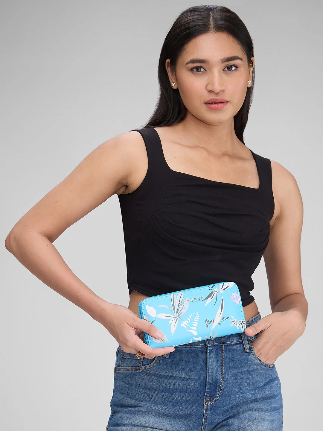 Caprese Gemma Medium Blue Zip Around Wallet - Image 11