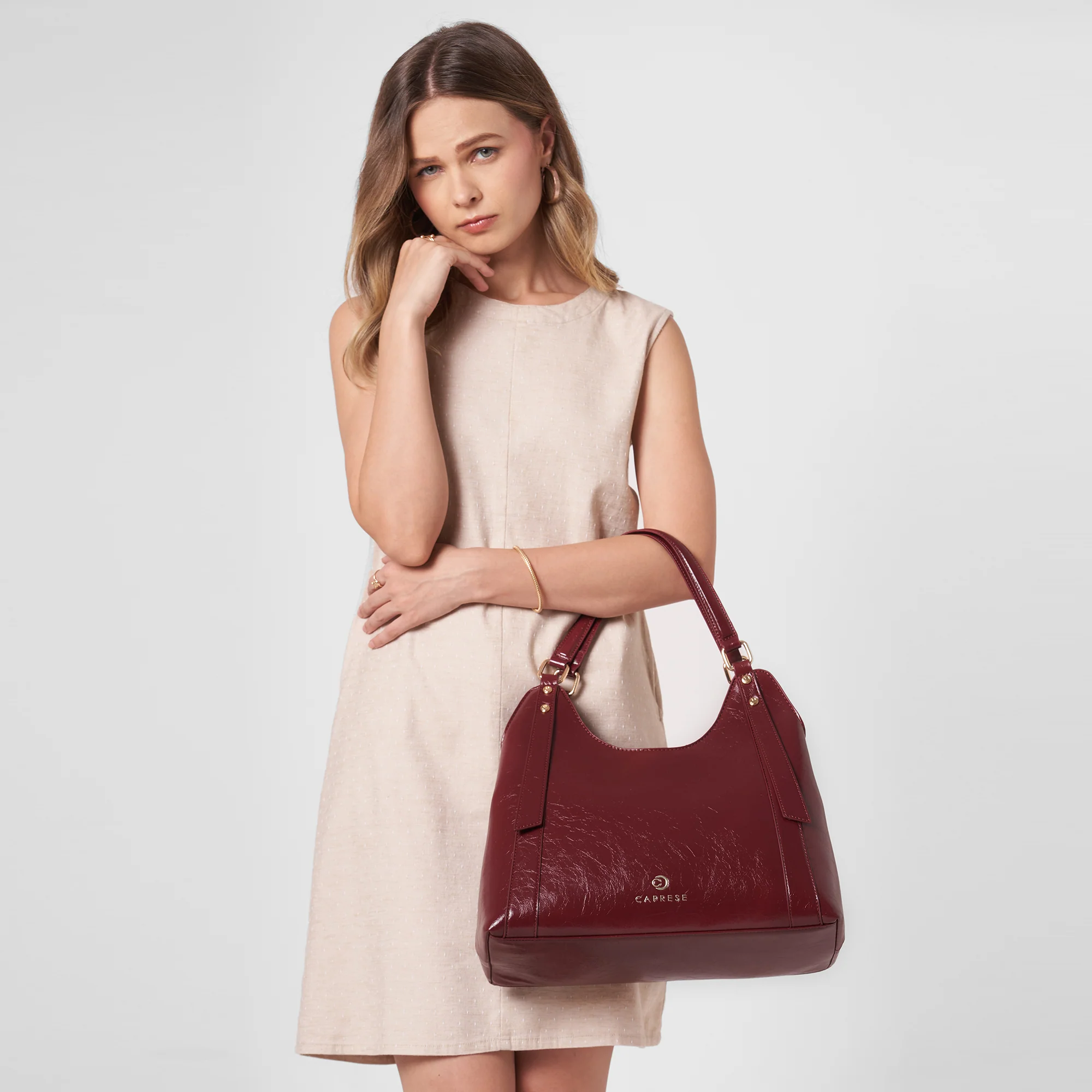 Caprese Geneva Medium Cherry Lacquer Hobo Bag - Image 2