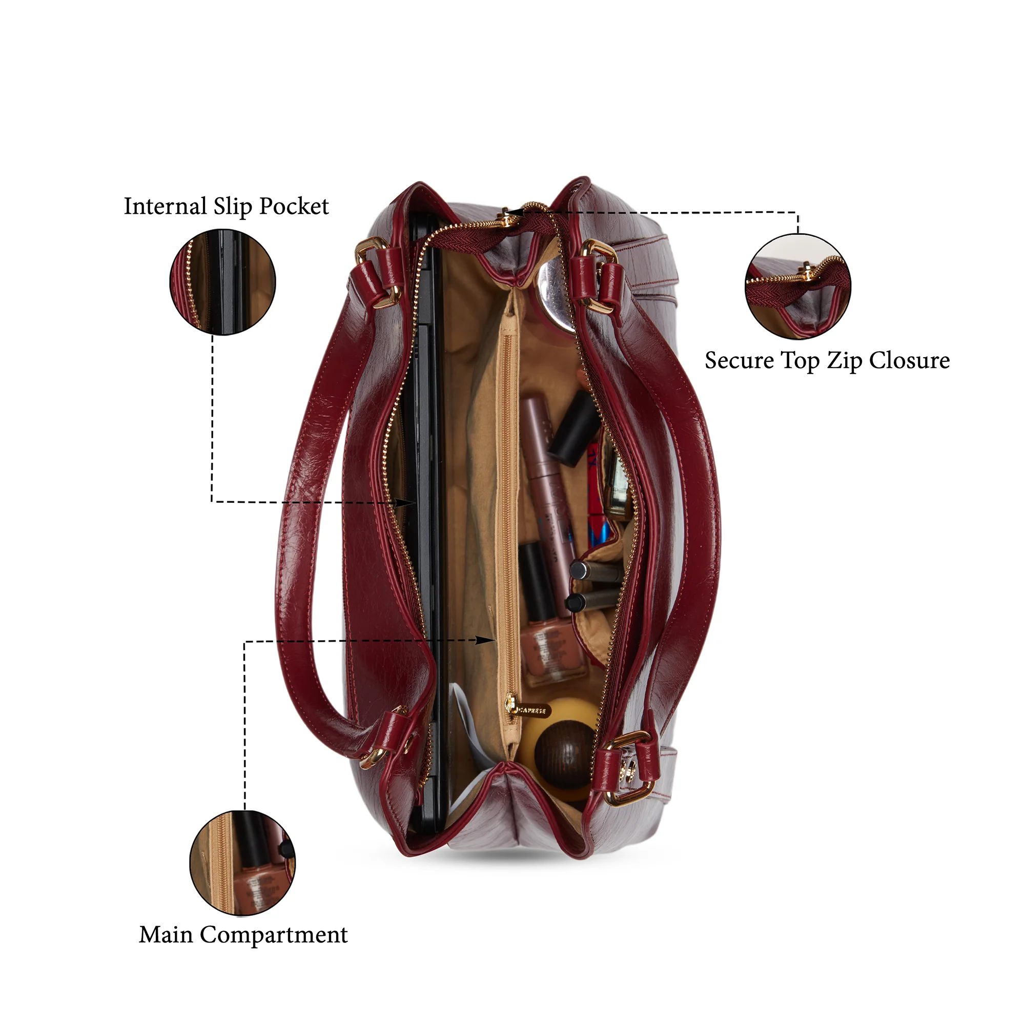 Caprese Geneva Medium Cherry Lacquer Hobo Bag - Image 7