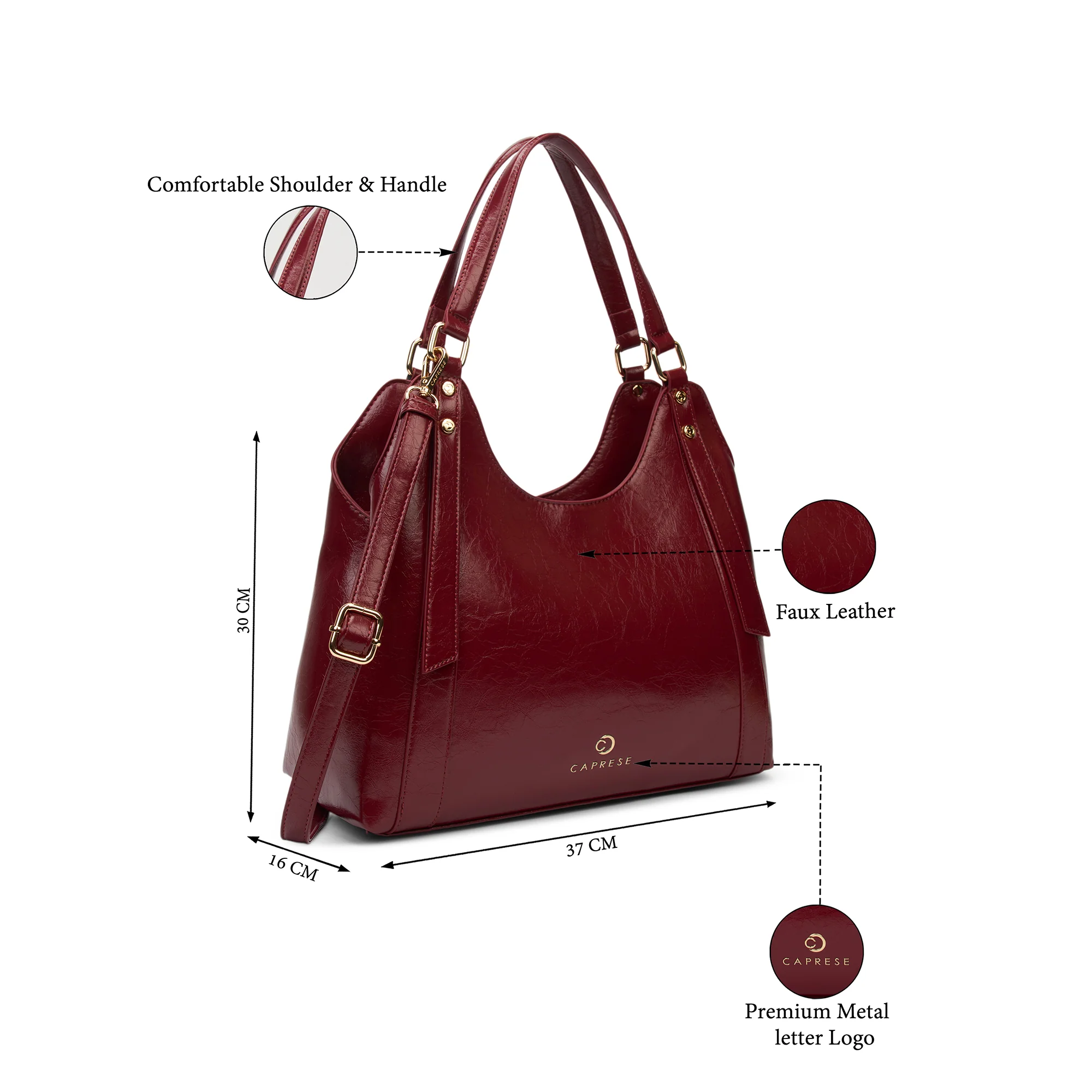 Caprese Geneva Medium Cherry Lacquer Hobo Bag - Image 8