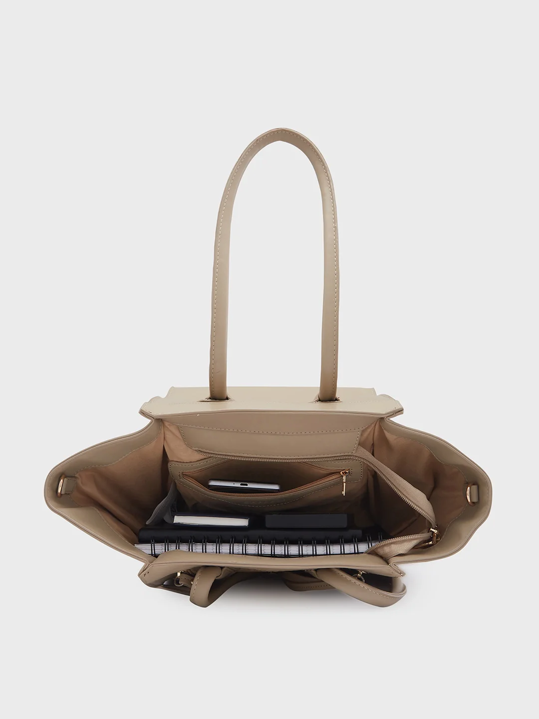 Caprese Georgia Medium Beige Satchel Bag - Image 10
