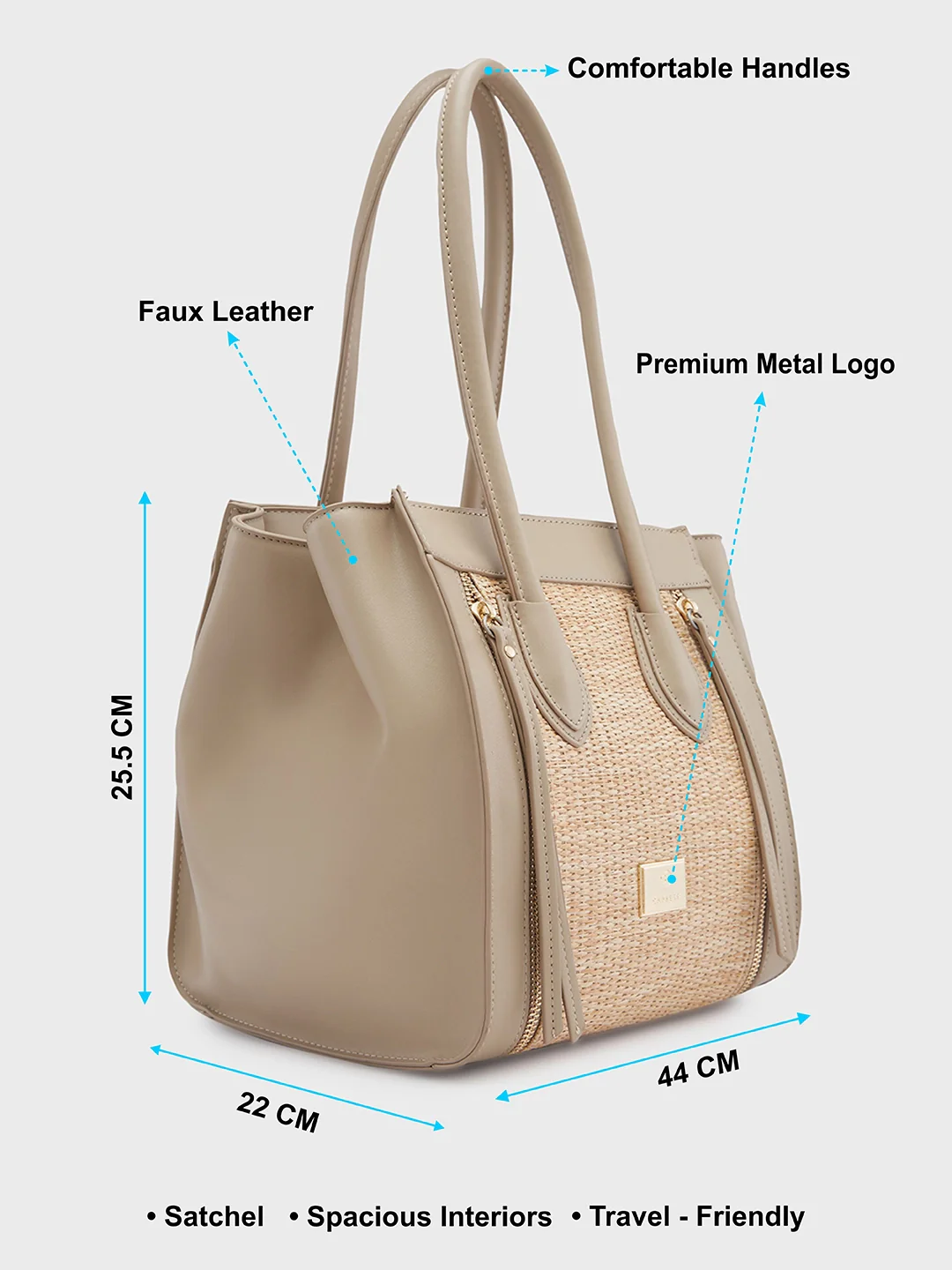 Caprese Georgia Medium Beige Satchel Bag - Image 7