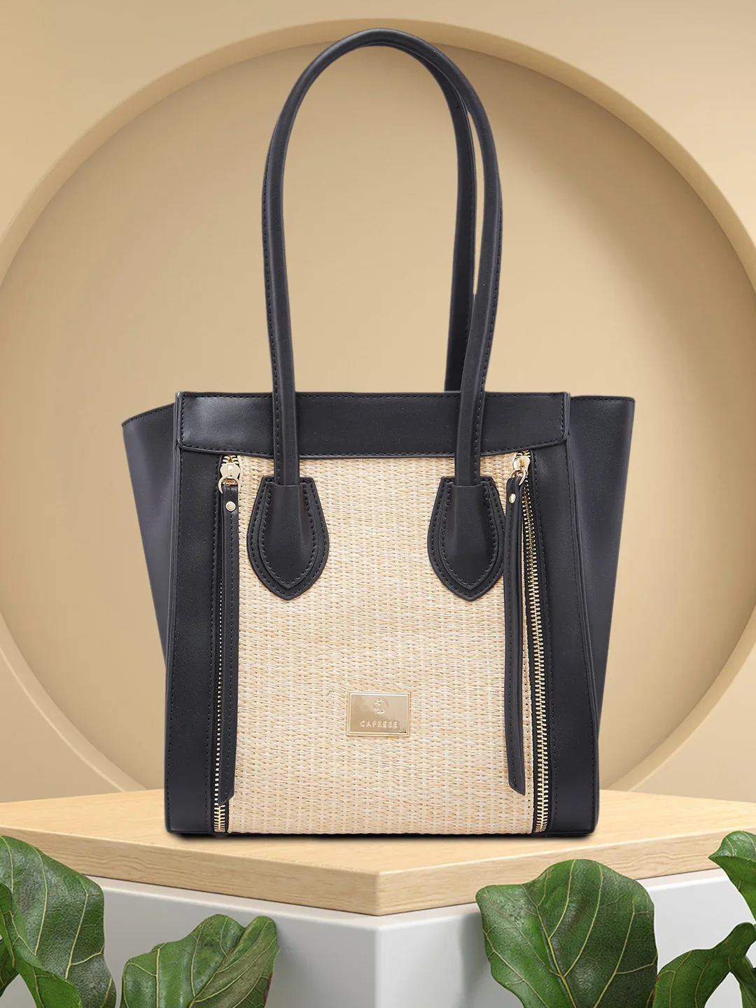 Caprese Georgia Medium Black Satchel Bag - Image 2