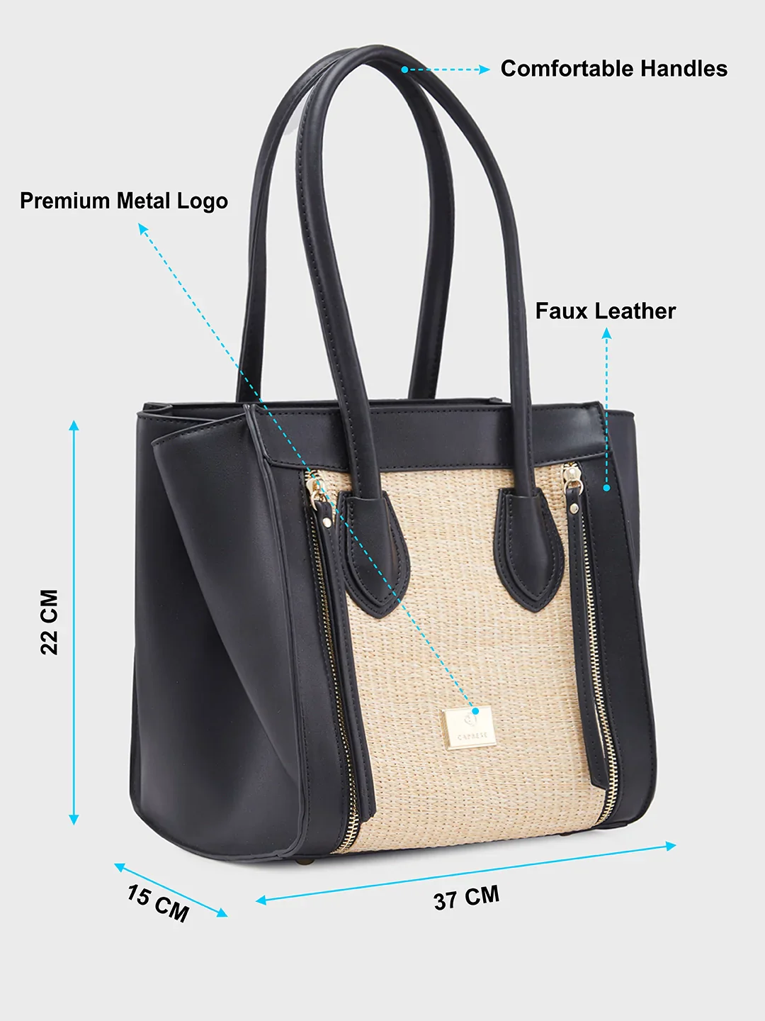 Caprese Georgia Medium Black Satchel Bag - Image 6