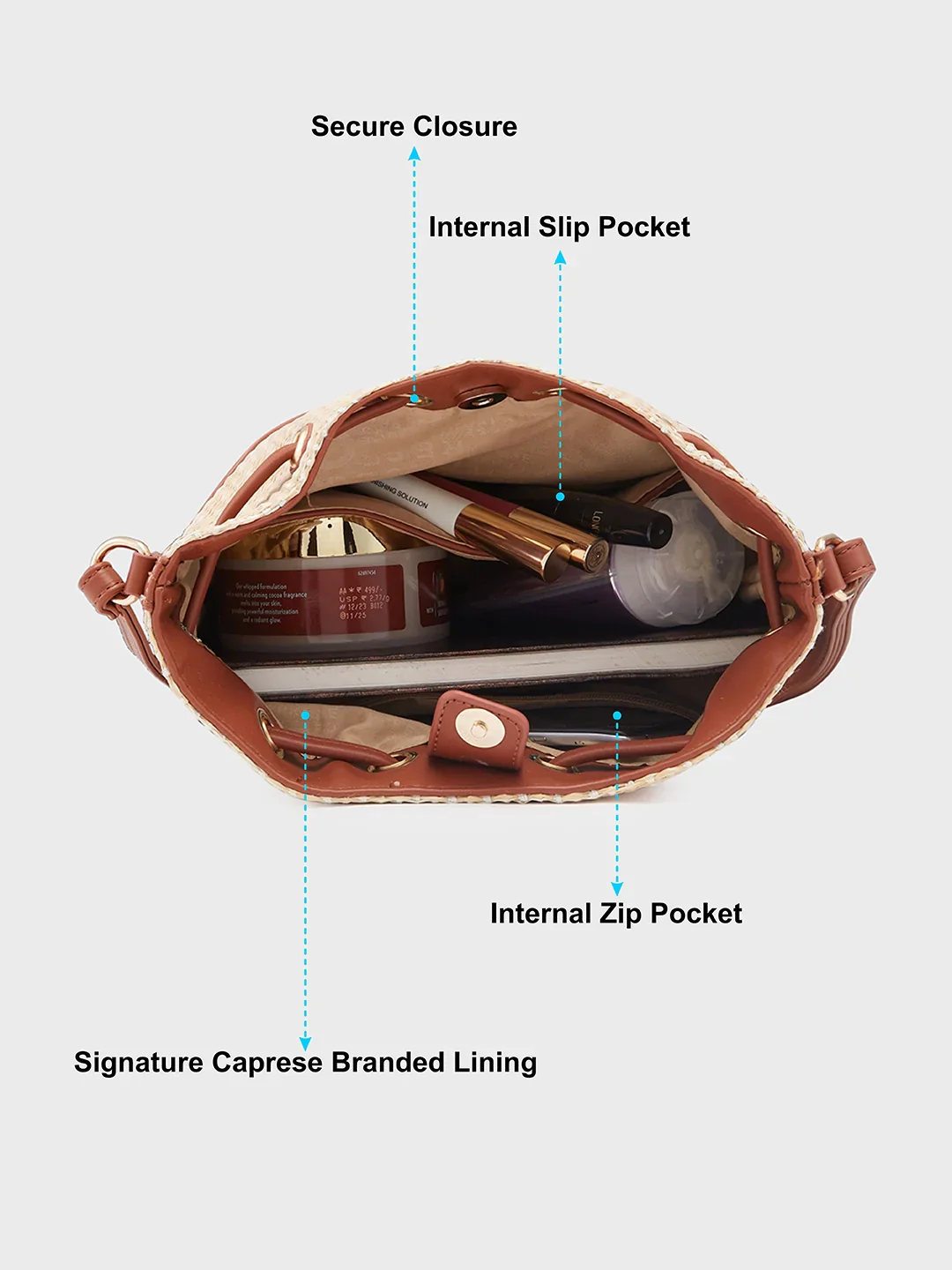 Caprese Georgia Medium Brown Sling Bag - Image 10