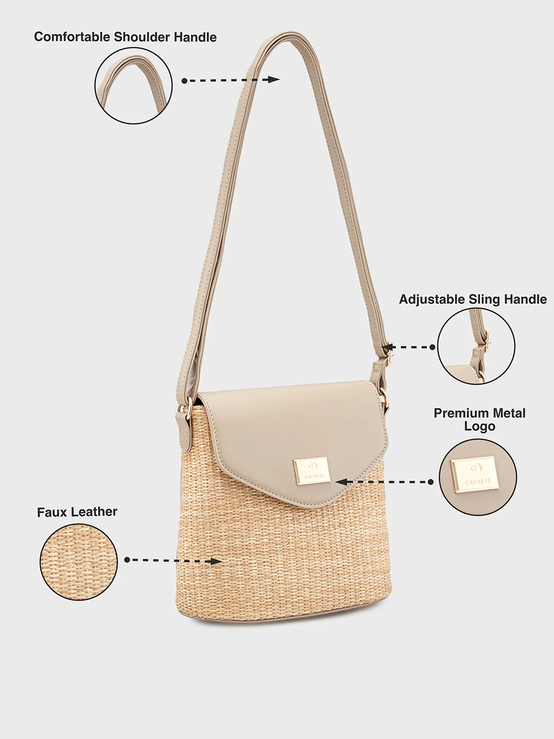 Caprese Georgia Small Beige Crossbody Bag - Image 6