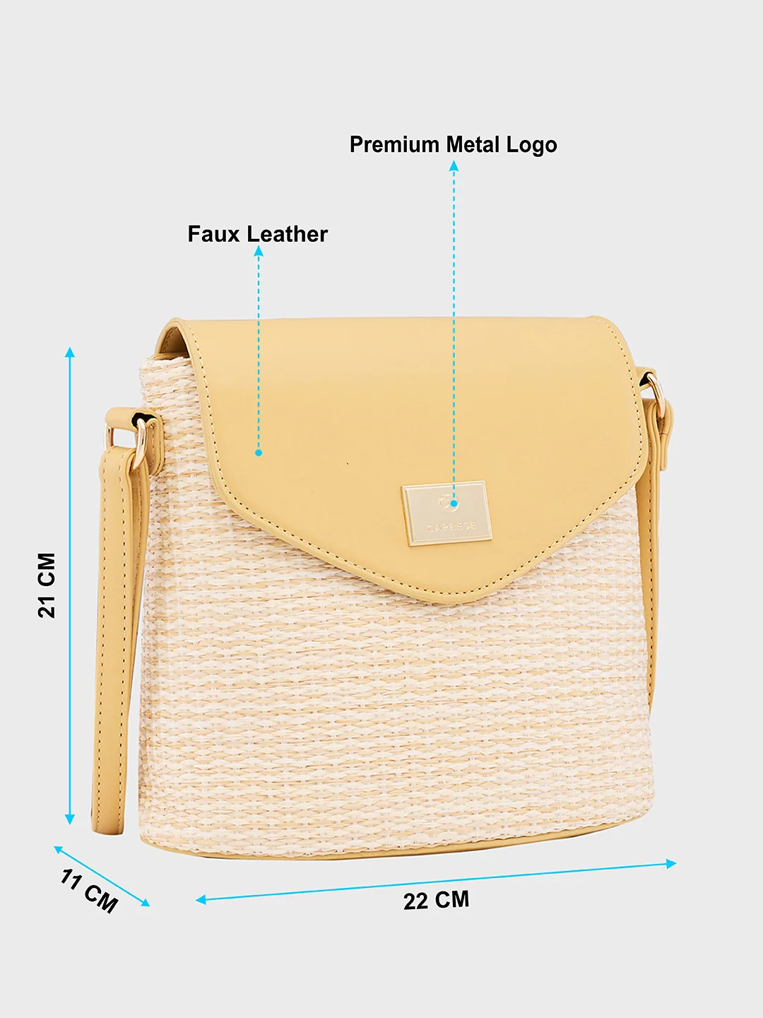 Caprese Georgia Small Light. Yellow Crossbody Bag - Image 6