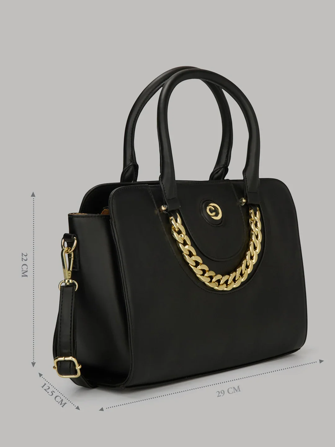 Caprese Giaa Medium Black Satchel Bag - Image 8