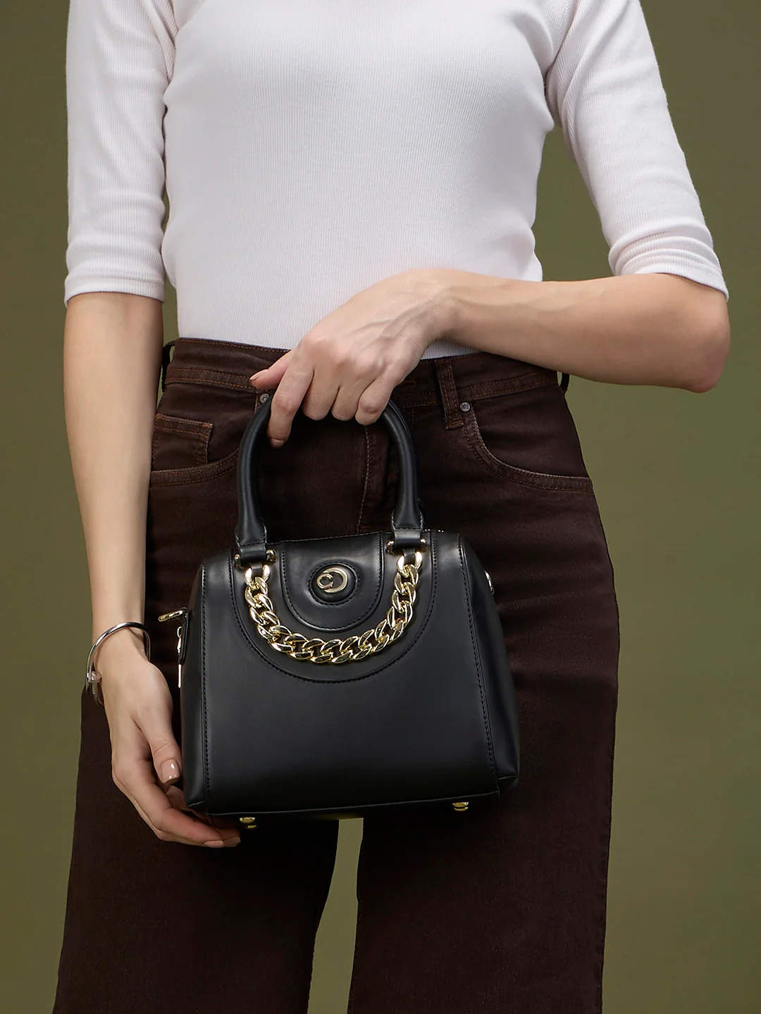 Caprese Giaa Small Black Satchel Bag - Image 10