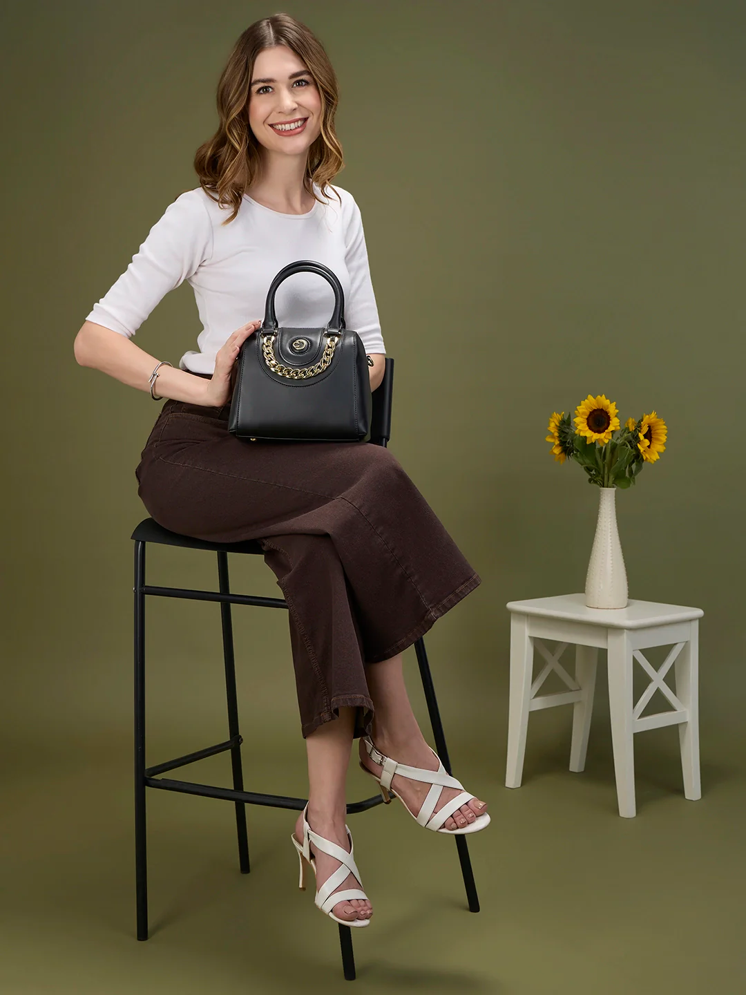 Caprese Giaa Small Black Satchel Bag - Image 9