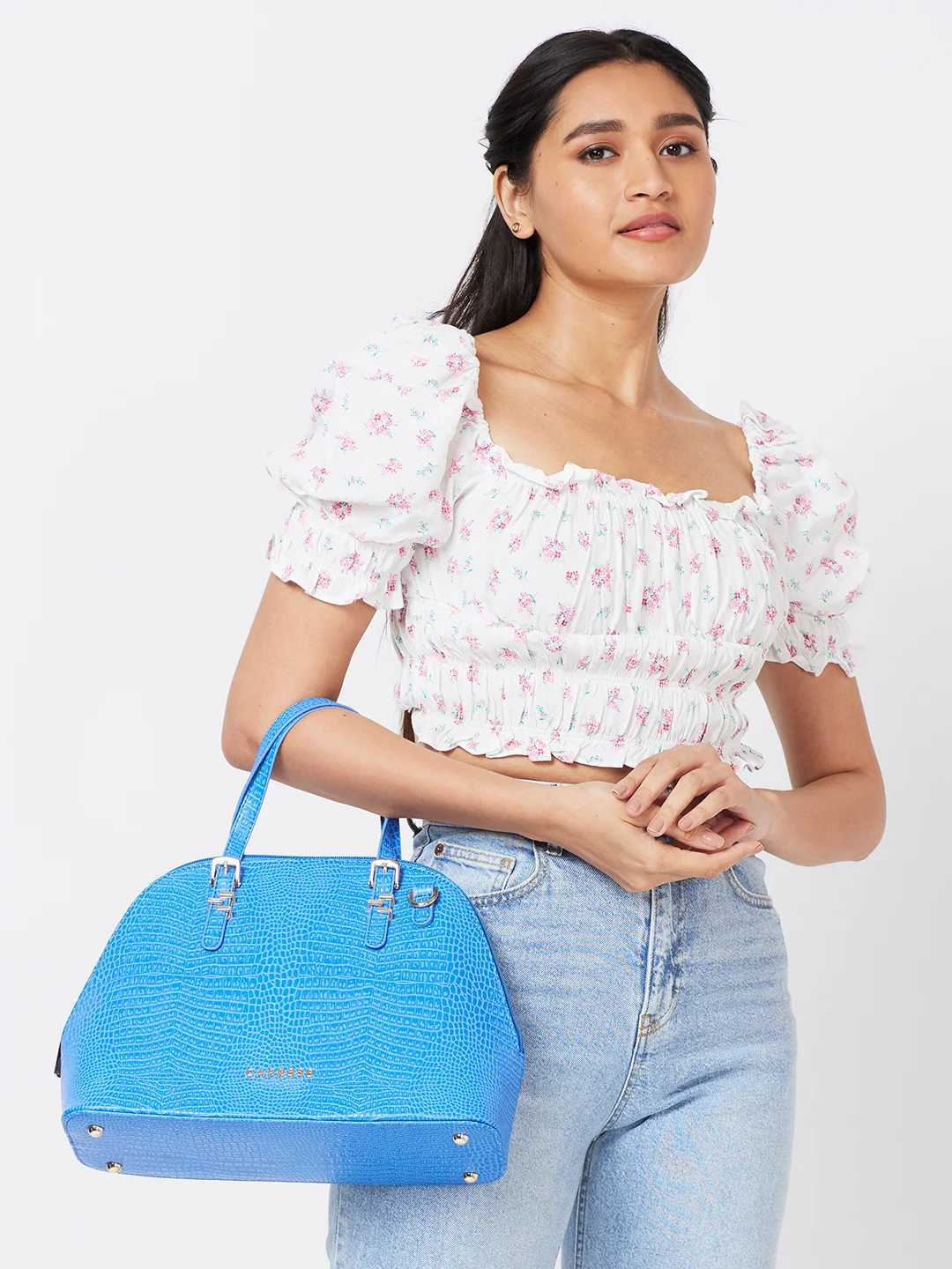 Caprese Gianna Medium (E) Blue Satchel Bag - Image 2