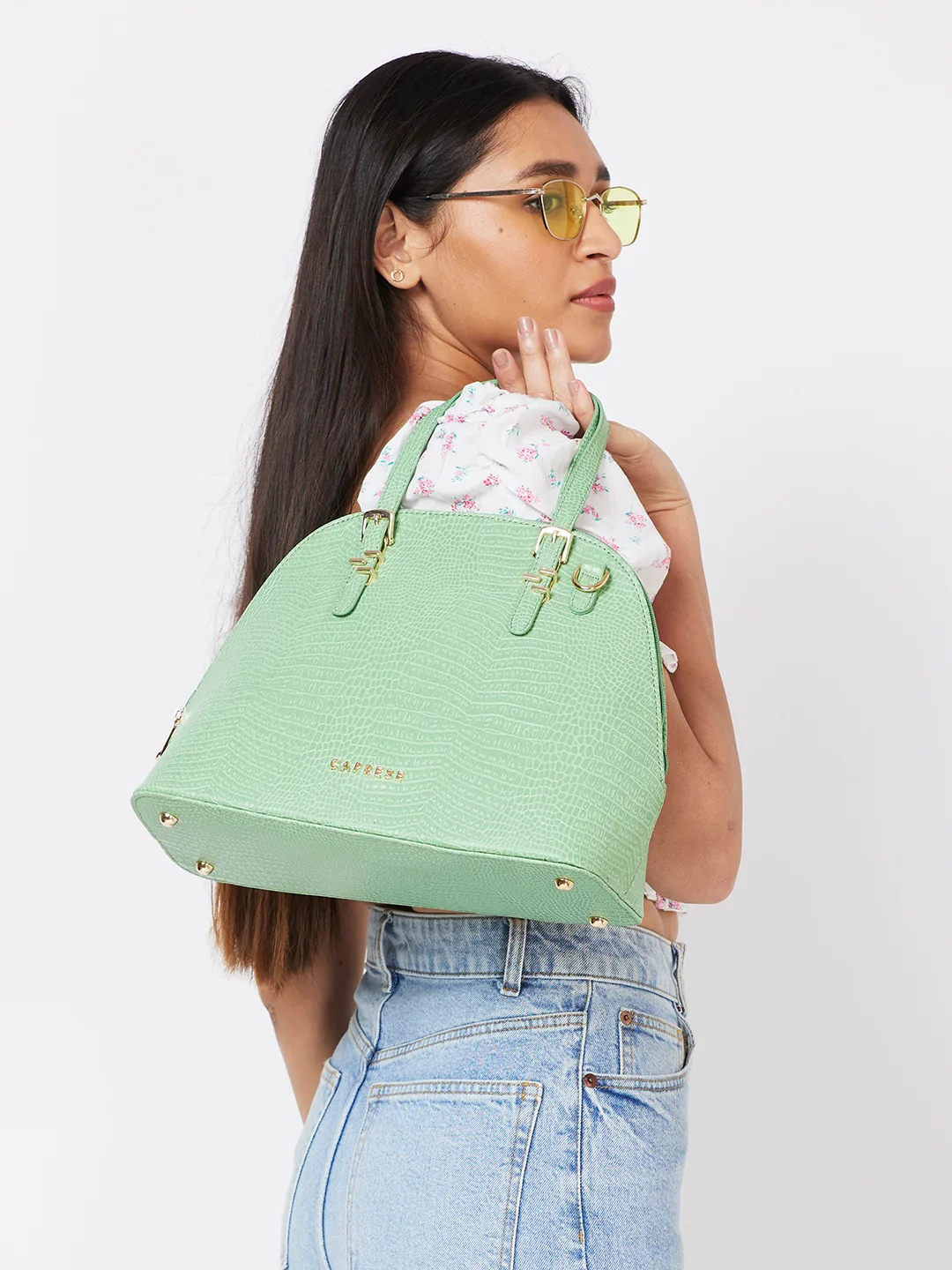 Caprese Gianna Medium (E) Green Satchel Bag - Image 2