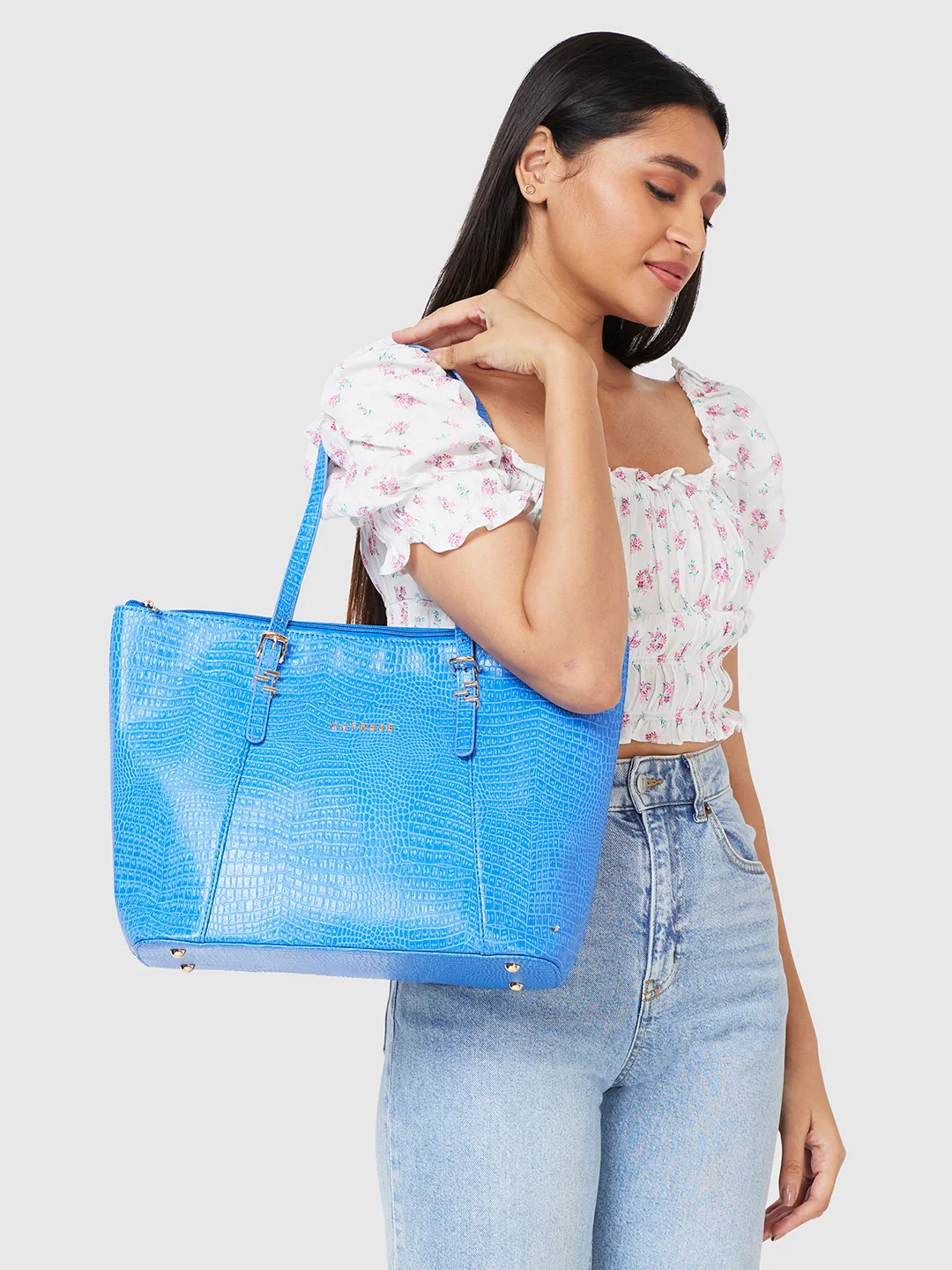 Caprese Gianna Large (E) Blue Tote Bag - Image 3